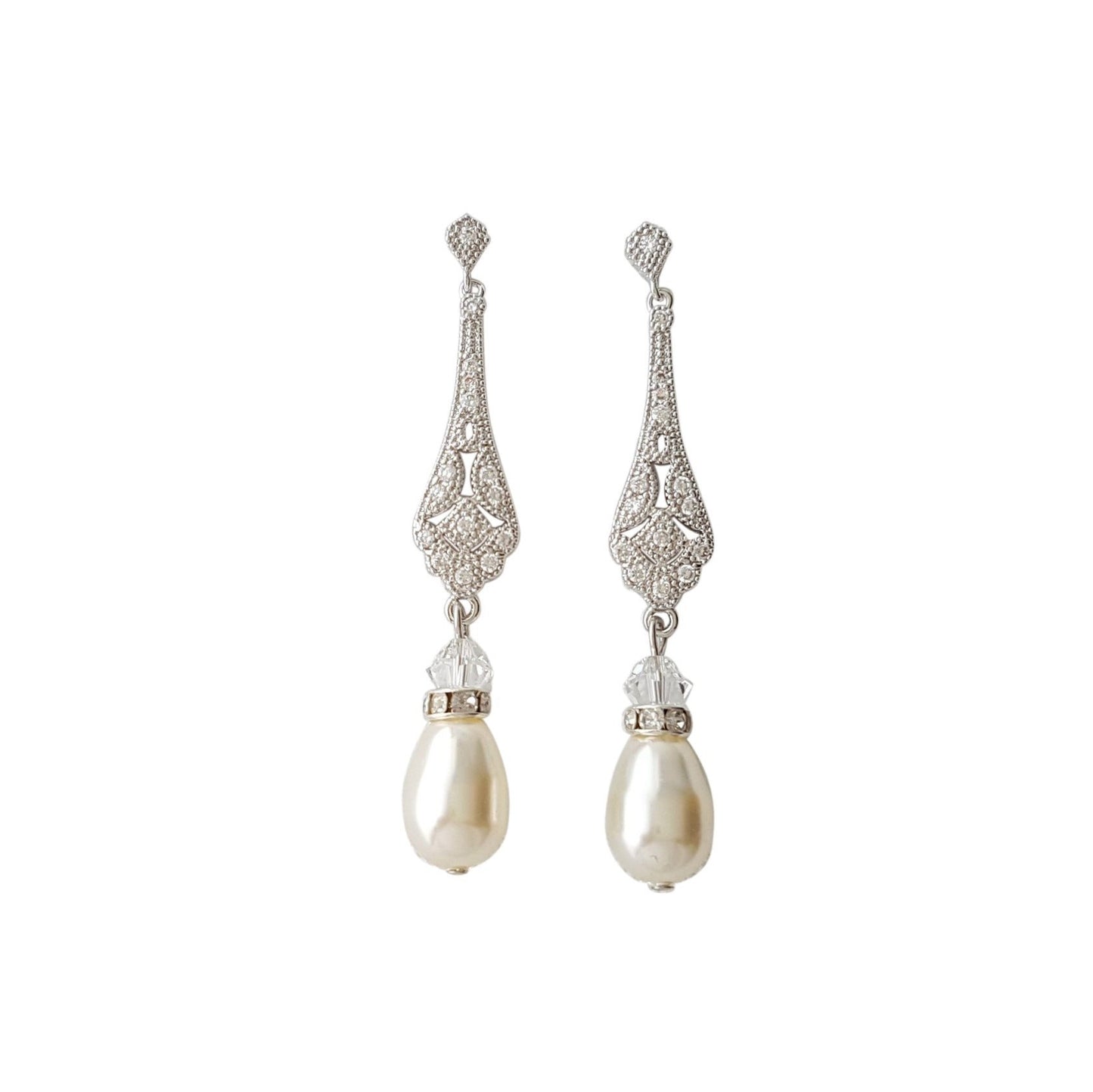Vintage Style Rose Gold Bridal Earrings-List - PoetryDesigns