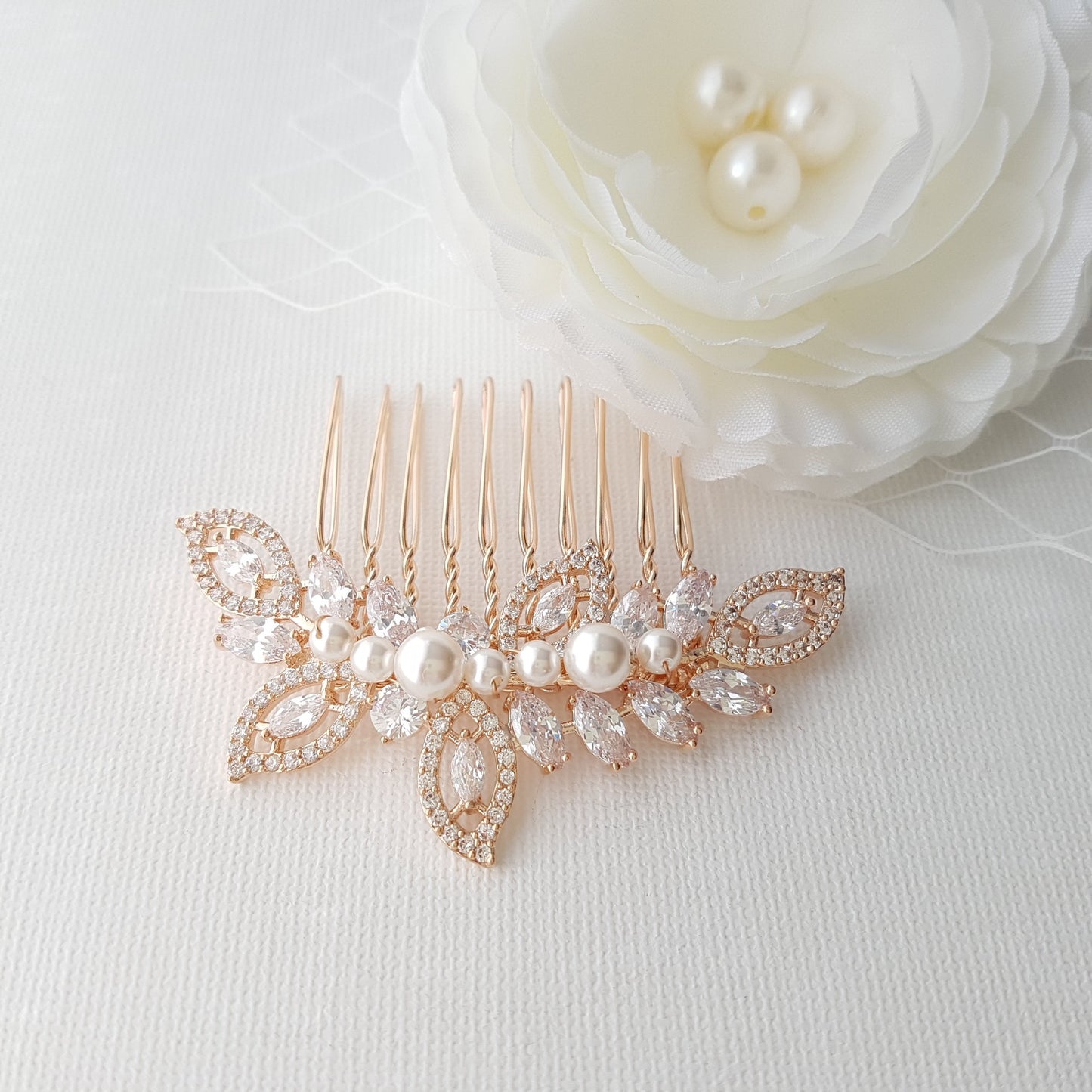 Leaf Bridal Hair Comb With Pearls¢¬‚¬Å“ Kerry - PoetryDesigns