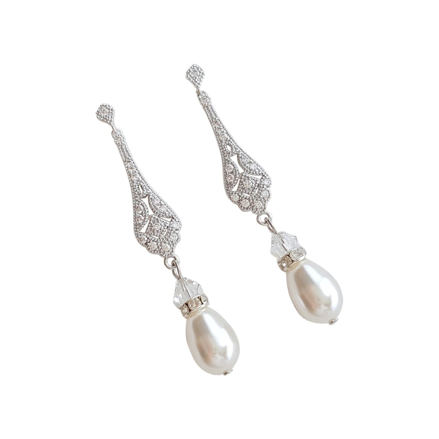 Vintage Style Rose Gold Bridal Earrings-List - PoetryDesigns