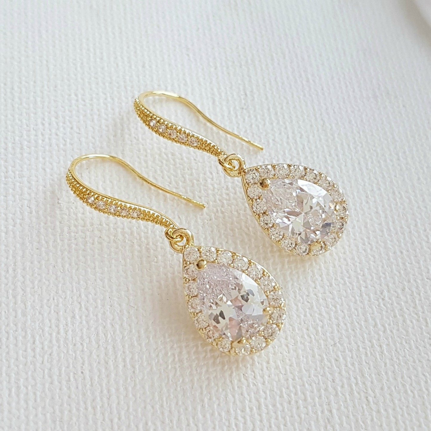 Gold Dangle Earrings-Emma - PoetryDesigns