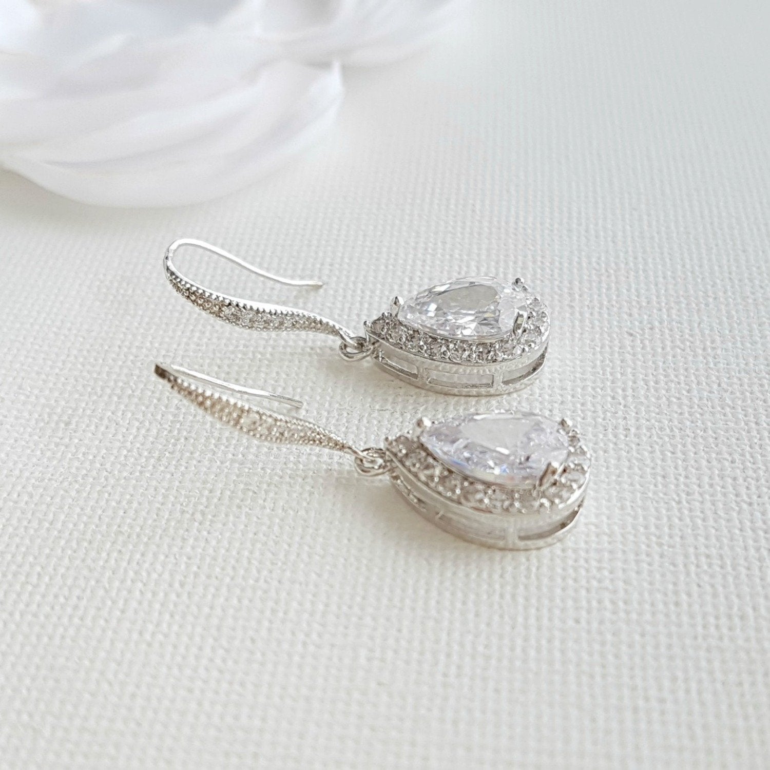 Crystal Dangle Earrings in Rose Gold-Emma - PoetryDesigns