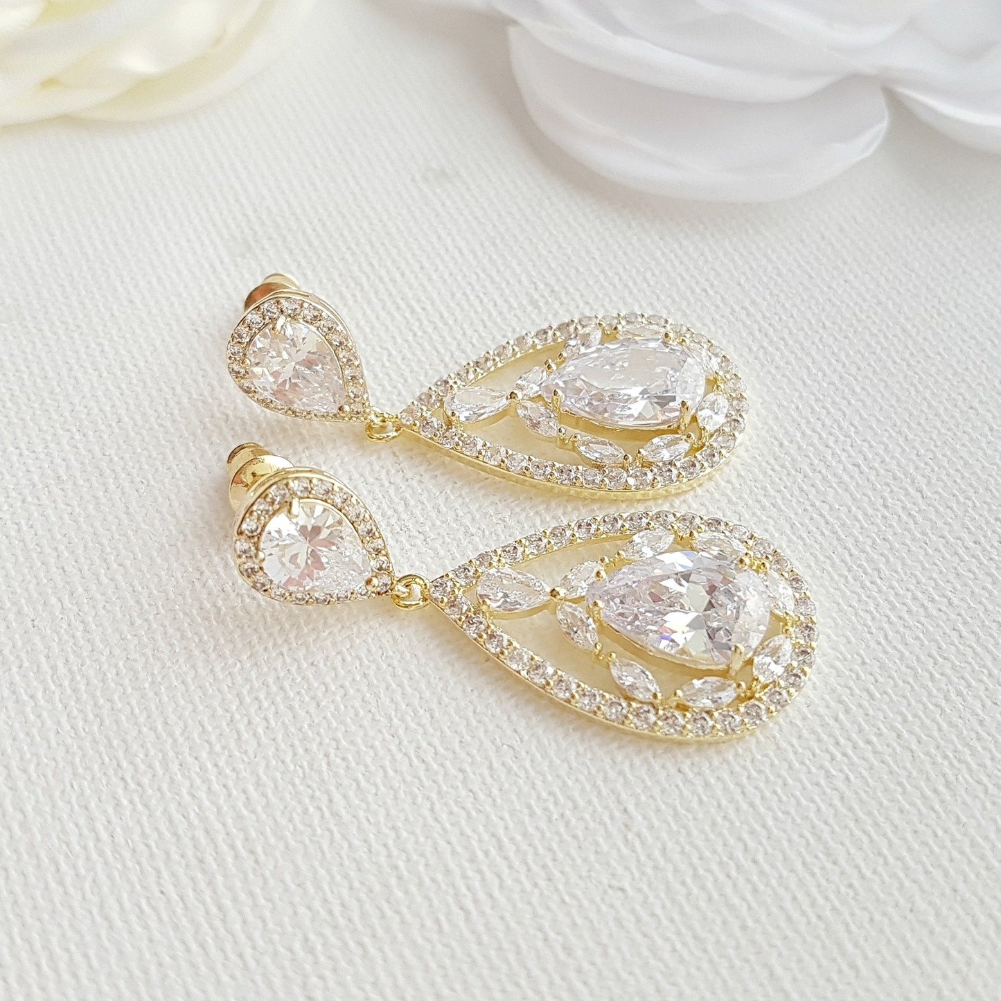 Bridal Drop Earrings-Esther - PoetryDesigns