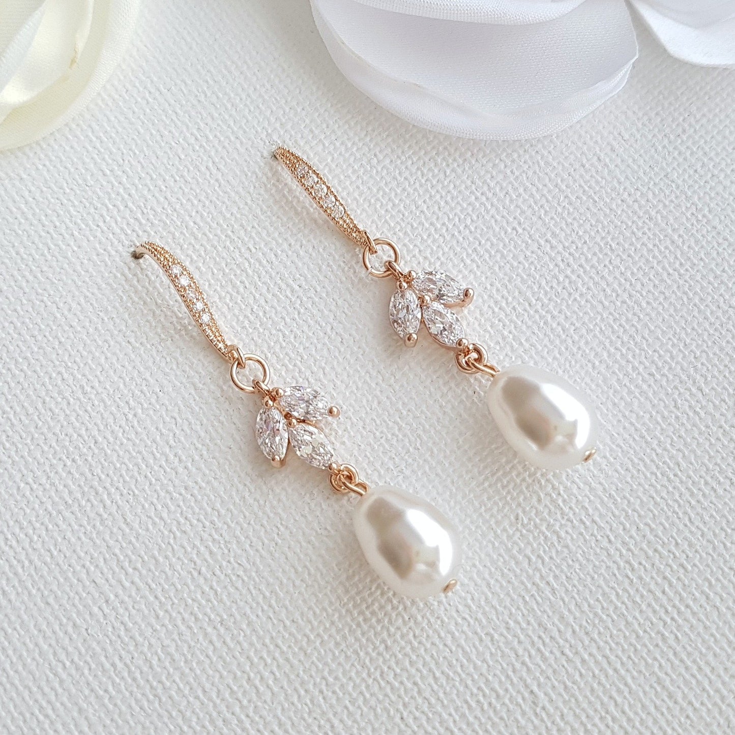 Jewelry Set for brides in Simple Design- Rose Gold- Leila - PoetryDesigns