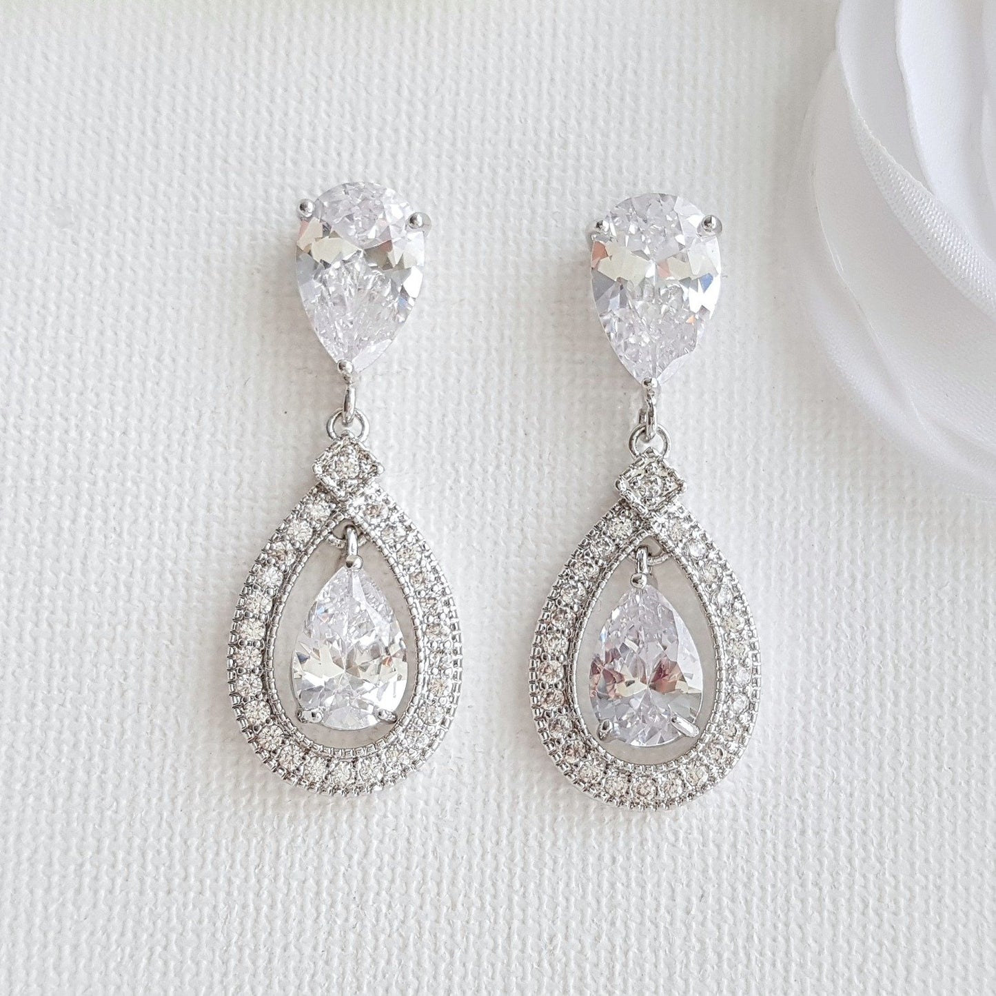 Rose Gold Crystal Drop Earrings- Sarah