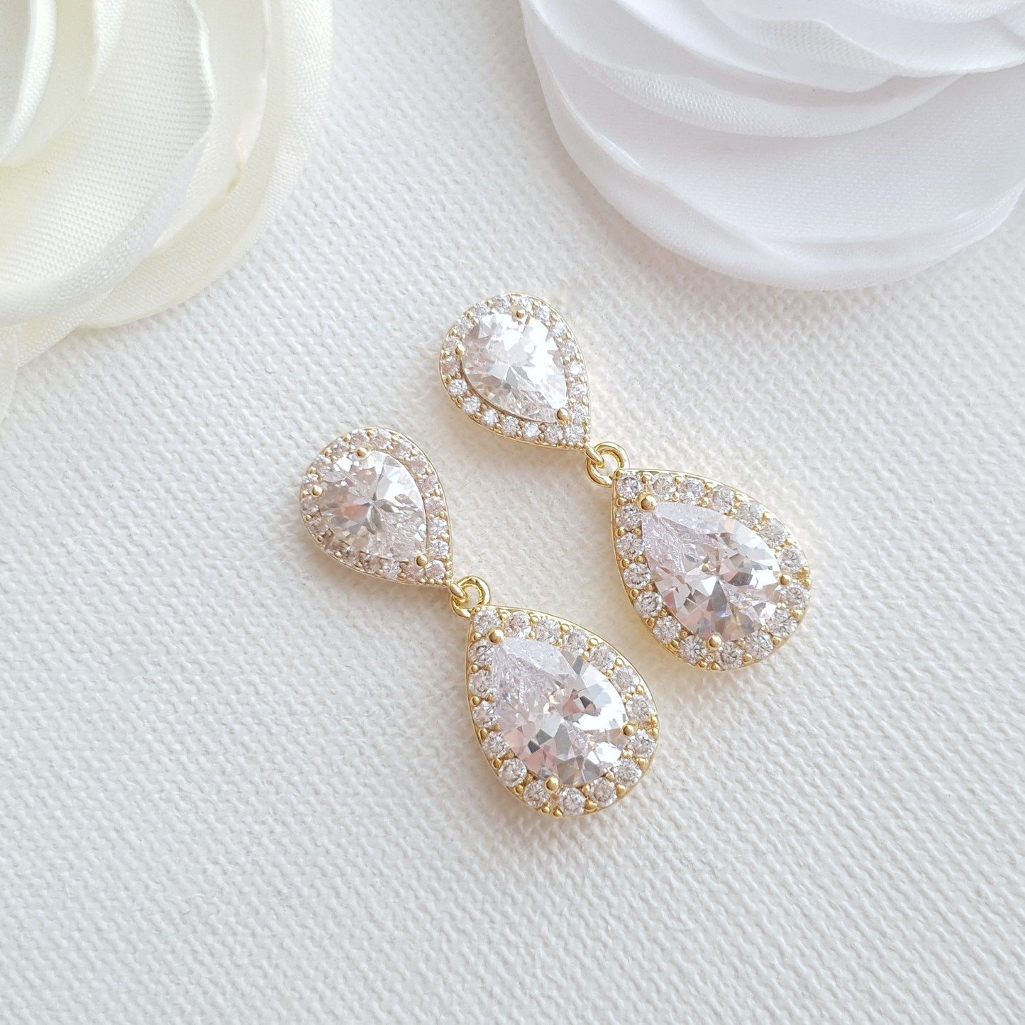 Rose Gold Teardrop Earrings-Emma - PoetryDesigns