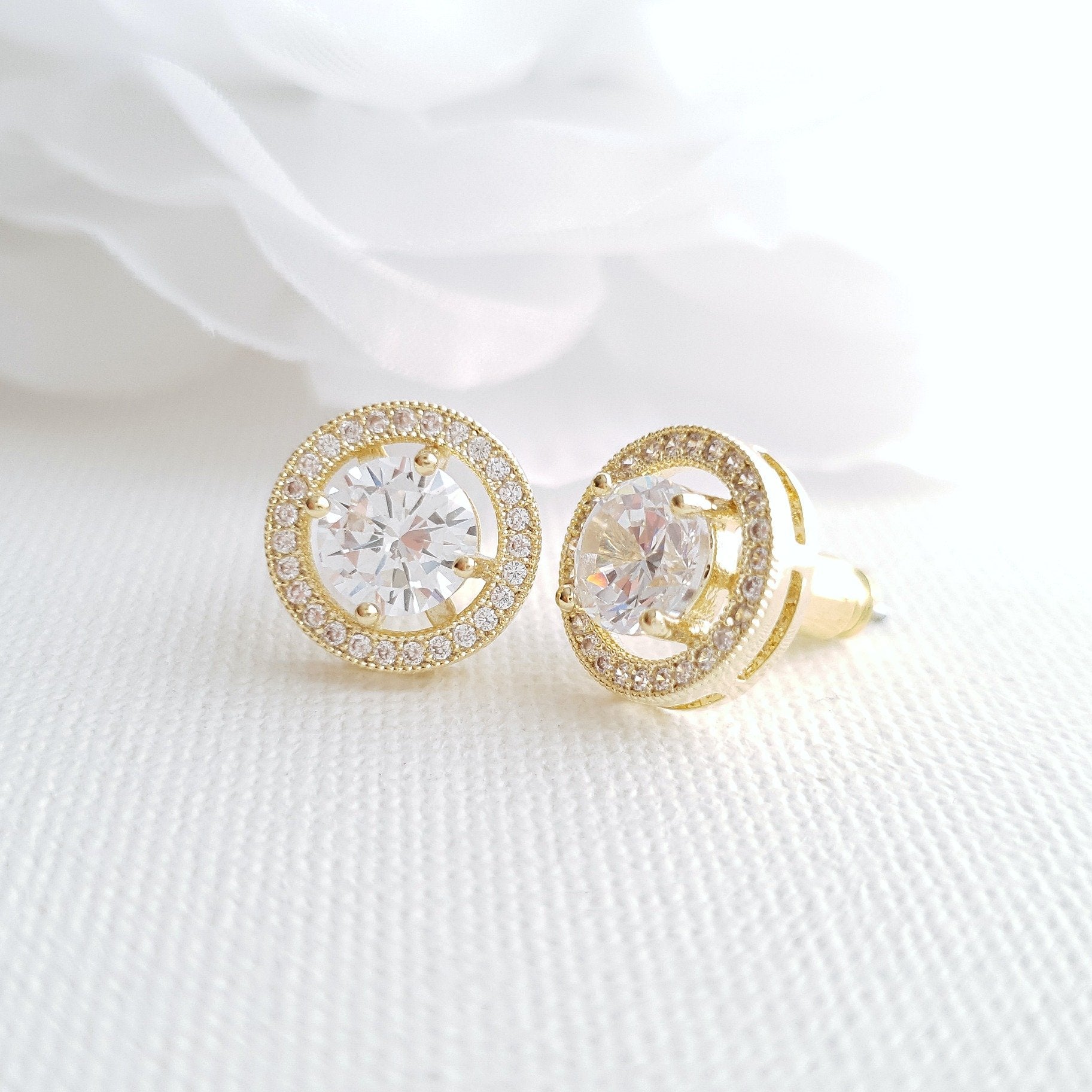 Round Stud Earrings Silver- Denise - PoetryDesigns