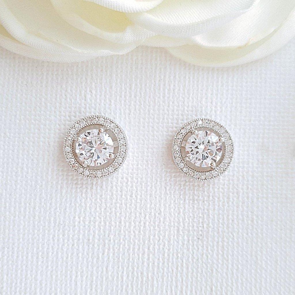 Round Stud Earrings Silver- Denise - PoetryDesigns