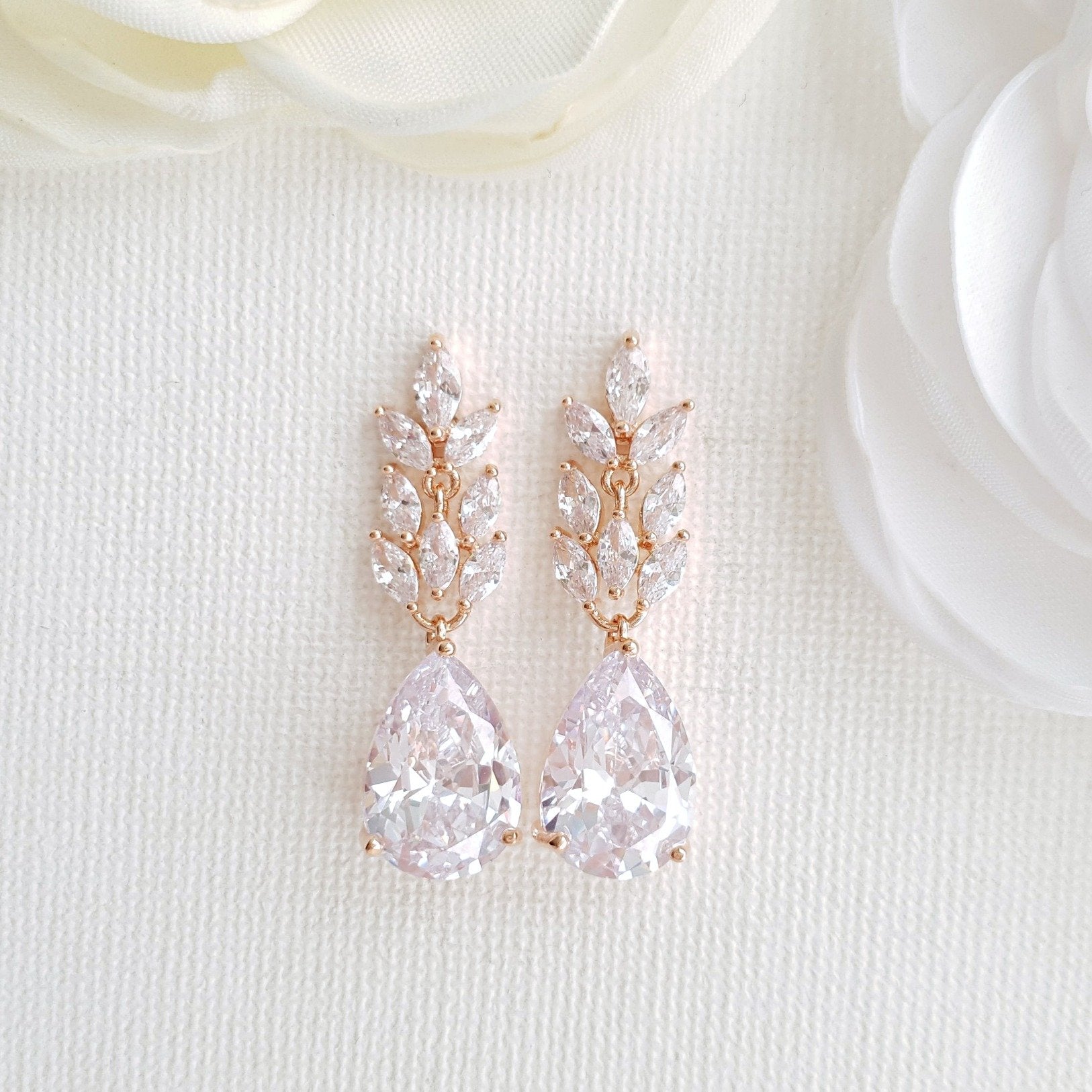 Rose Gold Leaf Earrings-Willow - PoetryDesigns