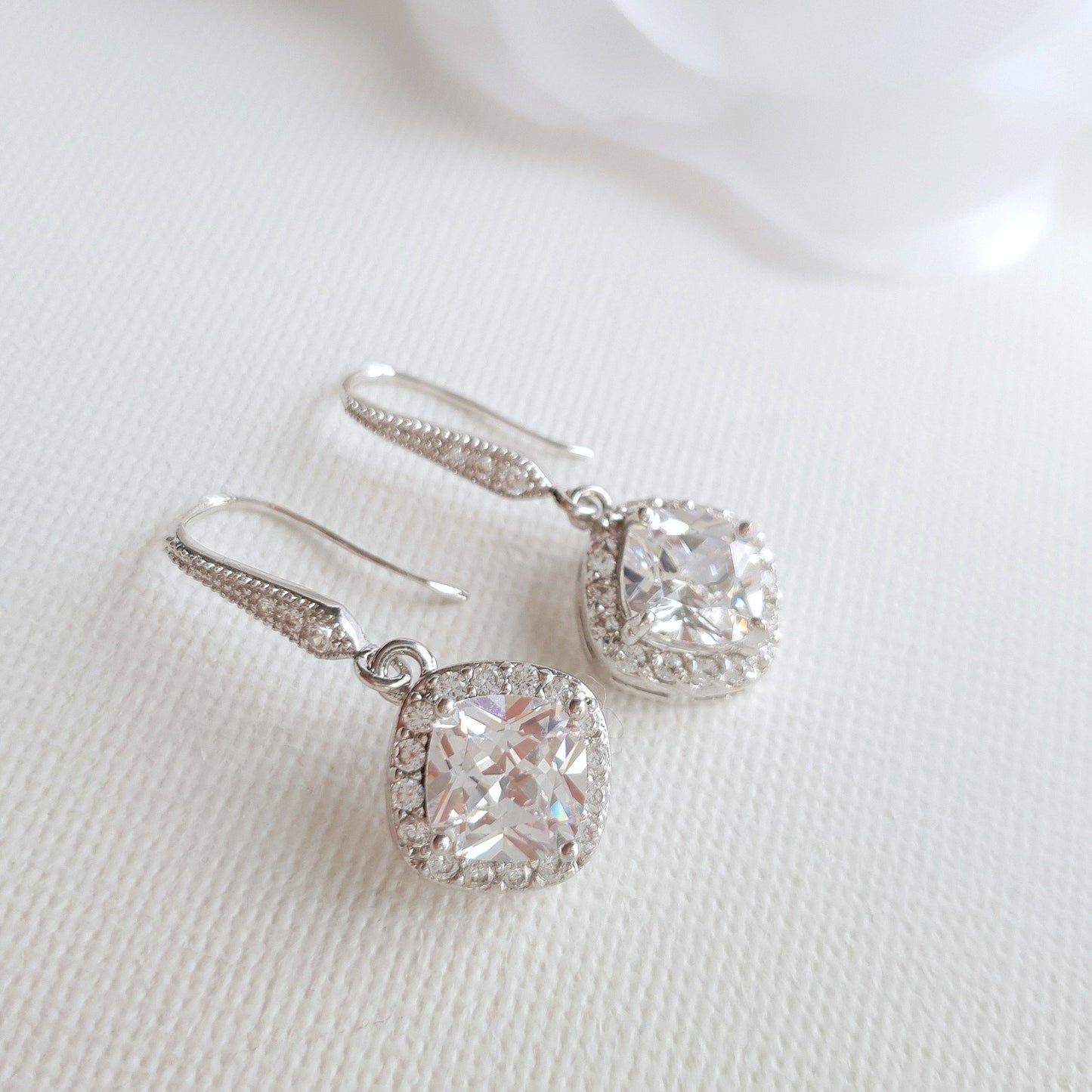 Rhombus Dangle Earrings in Rose Gold- Celia - PoetryDesigns
