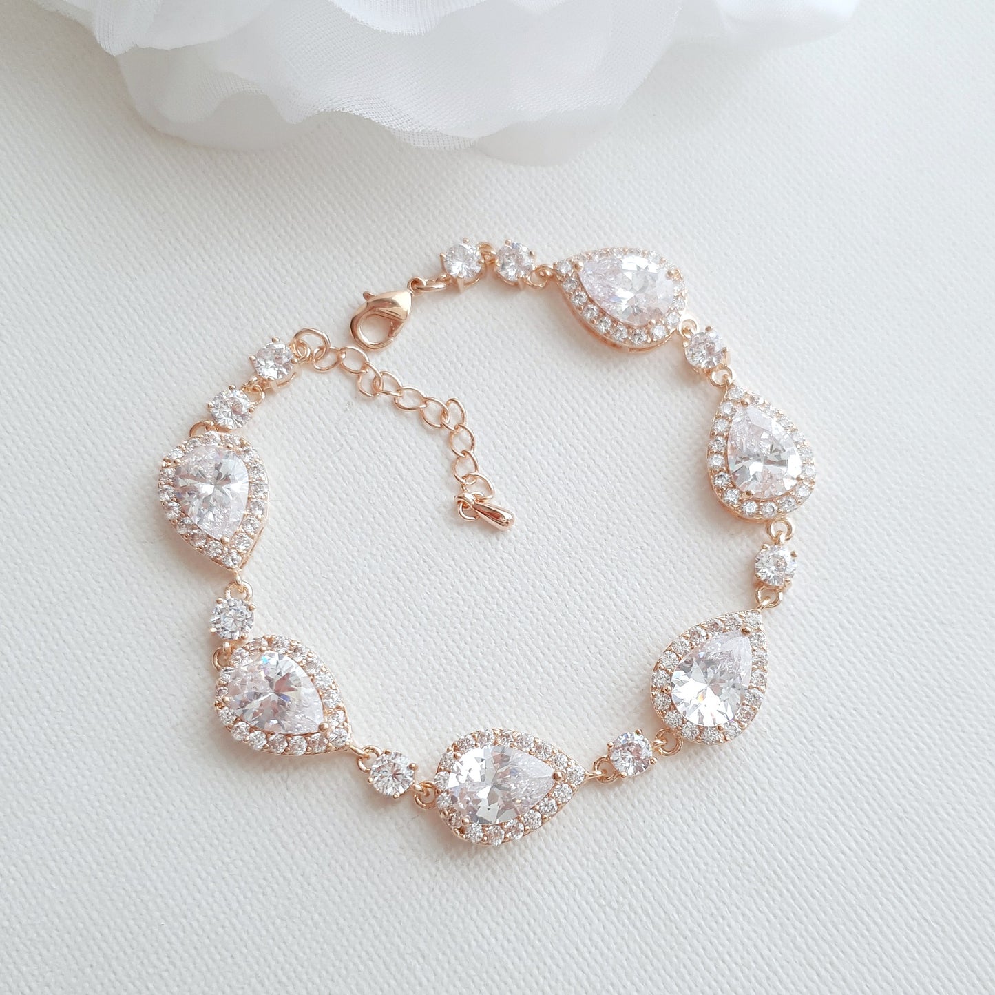 Crystal Bracelet in Rose Gold for Wedding Day-Emma