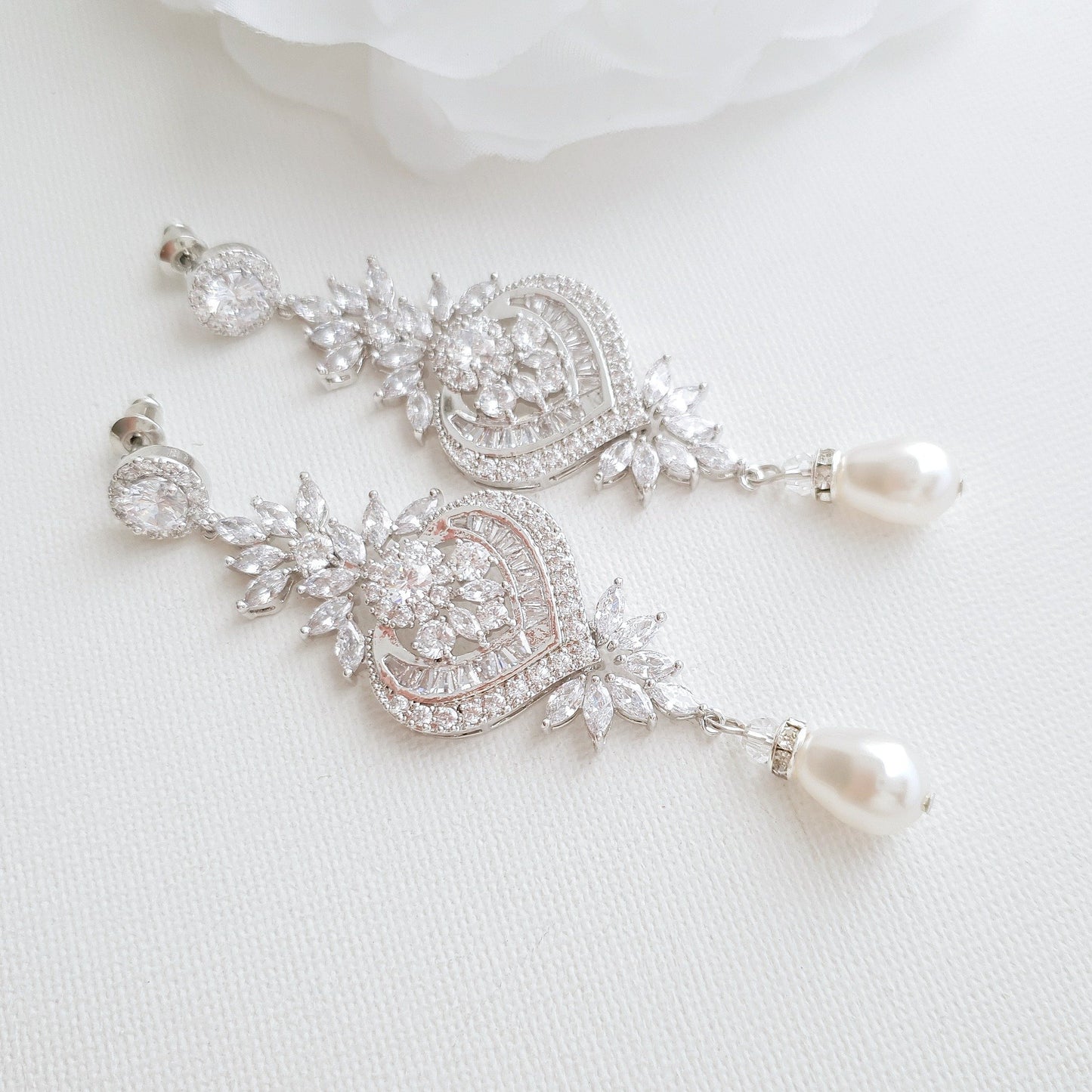 Wedding Earrings for Brides in Silver Tone- Poetry Designs