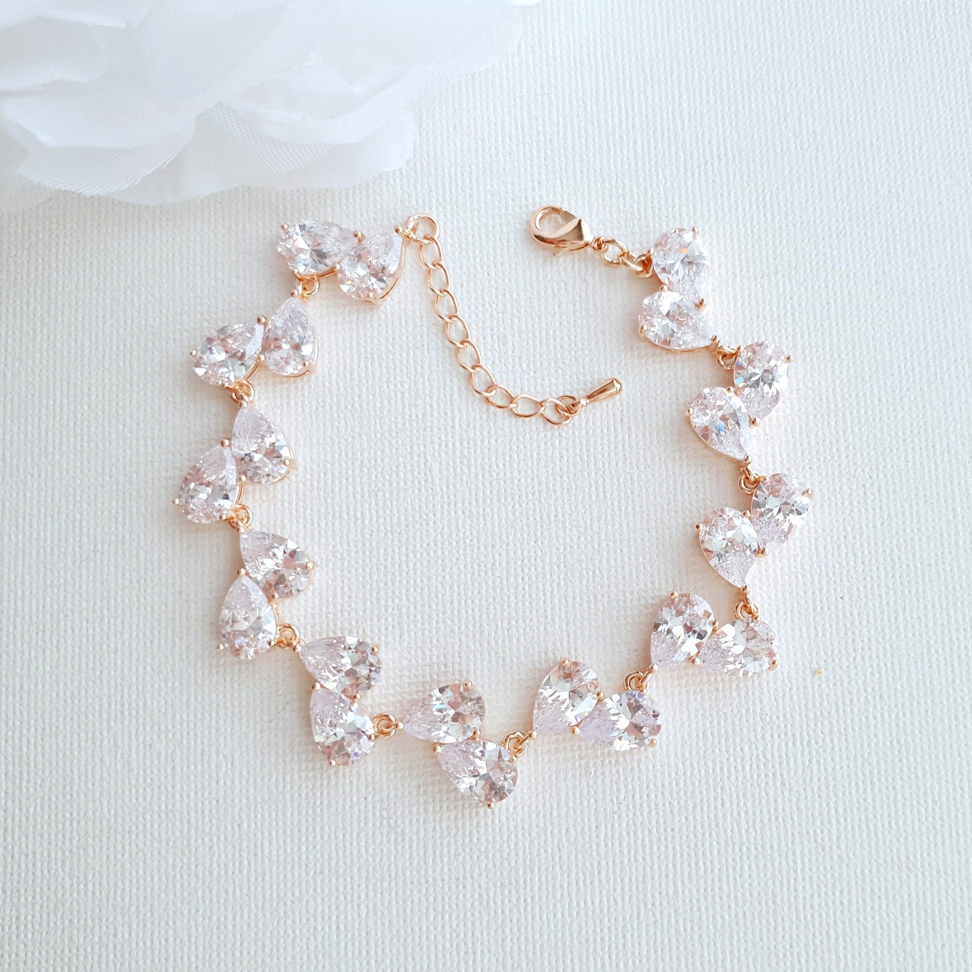 Cubic Zirconia Teardrop Bracelets- Clara - PoetryDesigns