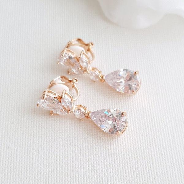 Gold Clip On Earrings for Unpierced Ears- Nicole - PoetryDesigns