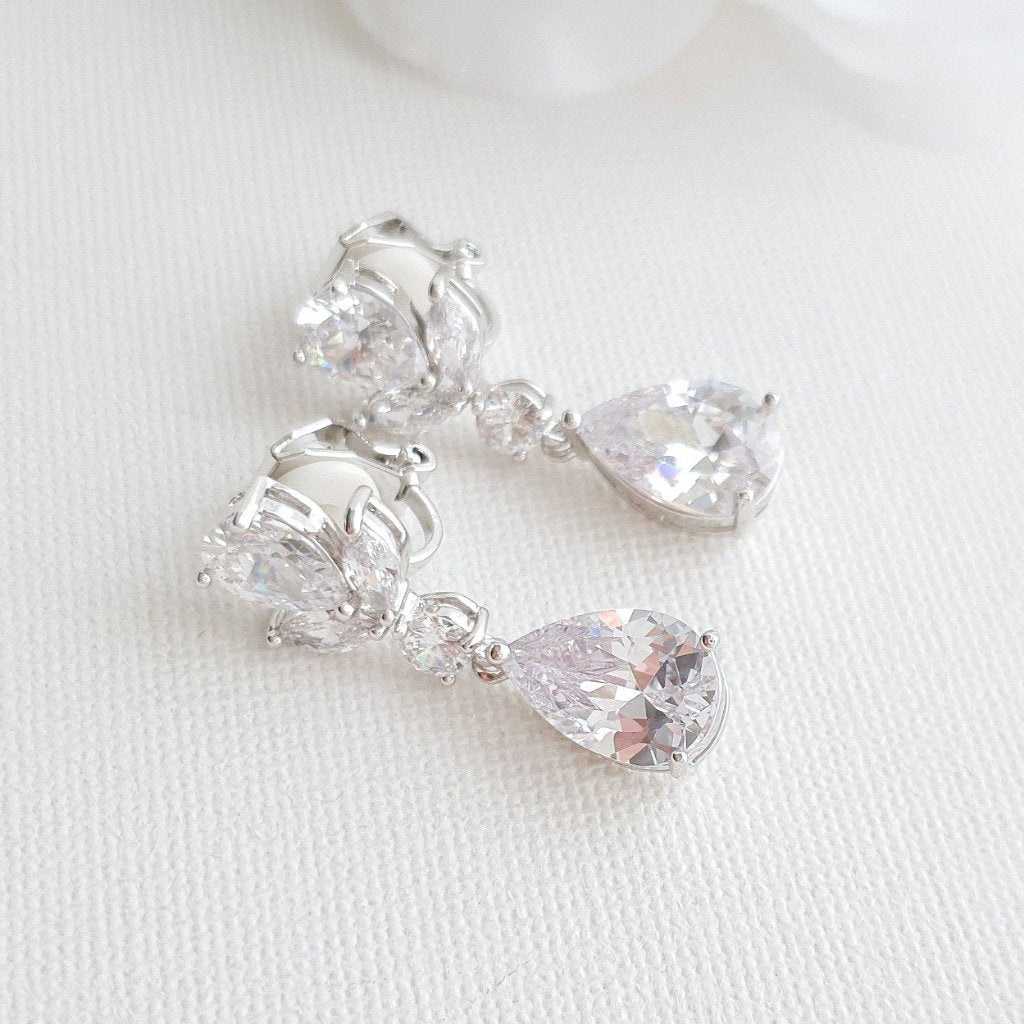 Clip on Drop Earrings Rose Gold-Nicole - PoetryDesigns