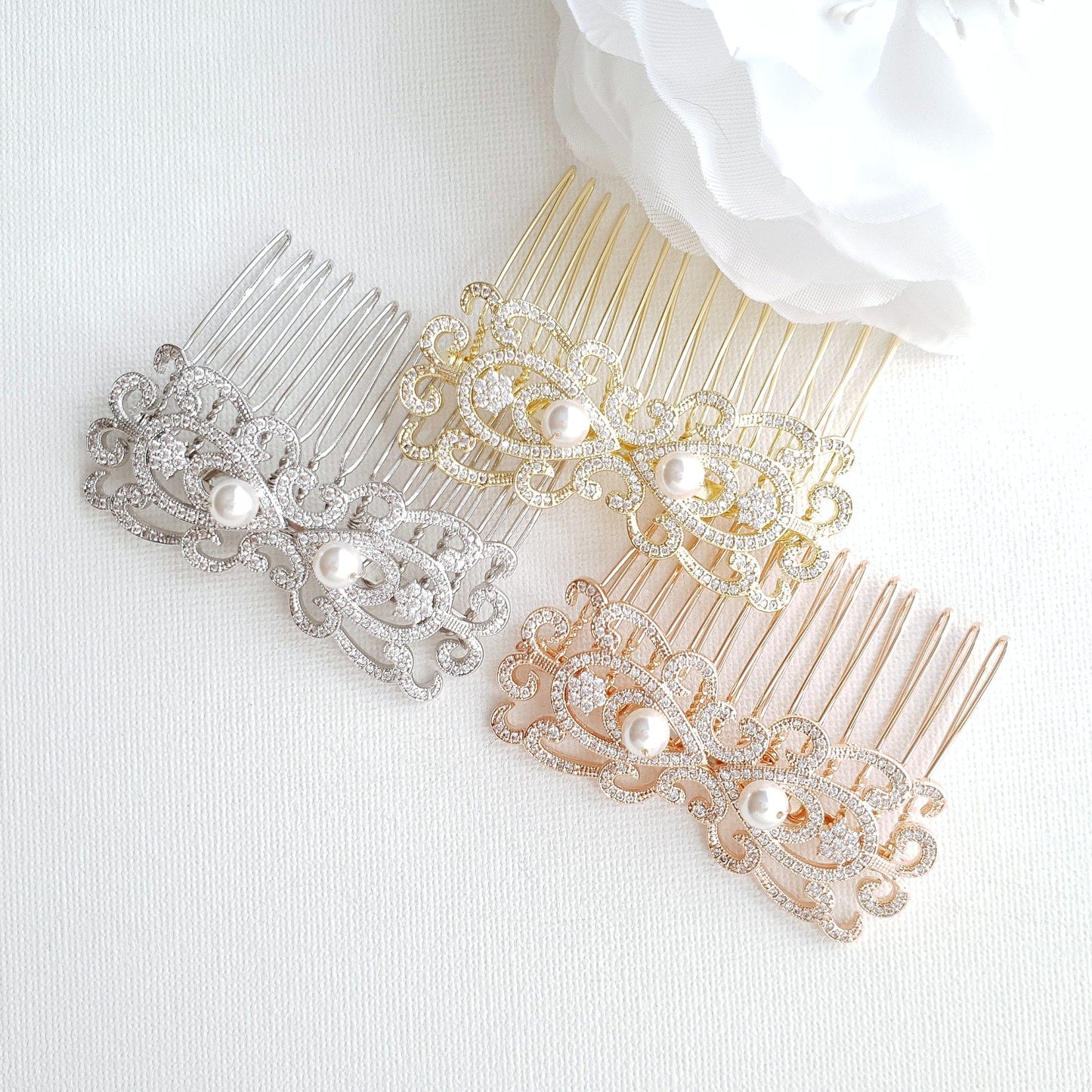 Peigne à cheveux de mariée et de mariage doré-Arletty