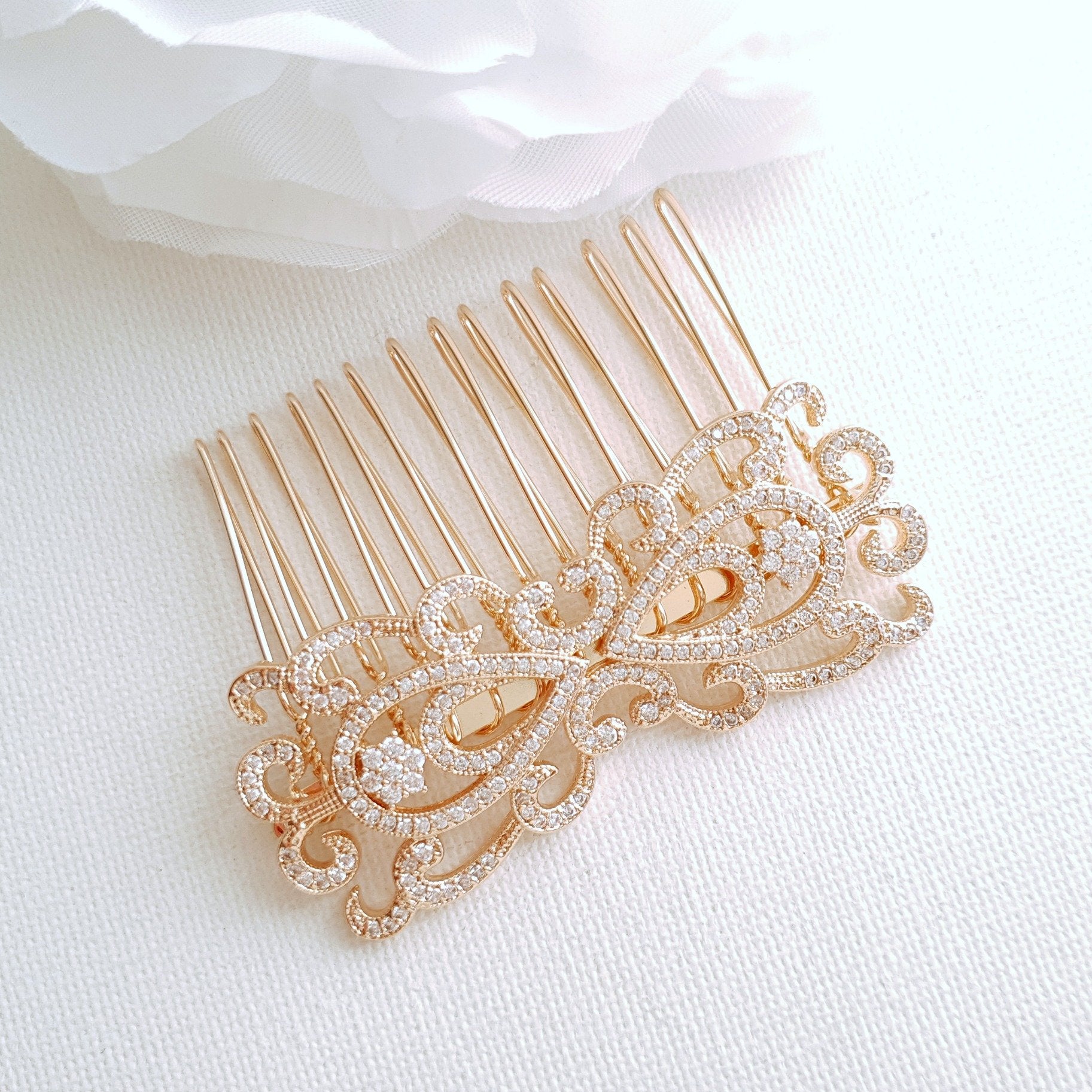 Small Art Deco Bridal Hair Comb-Arletty - PoetryDesigns