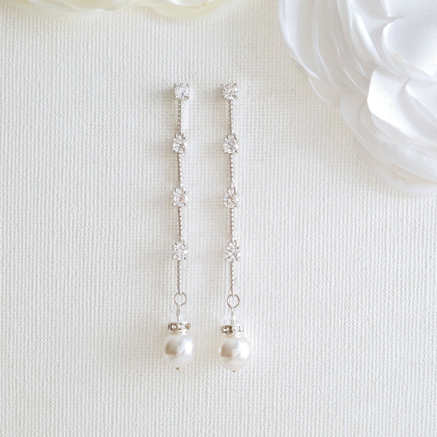 Rose Gold Long Earrings for Brides-Ginger - PoetryDesigns