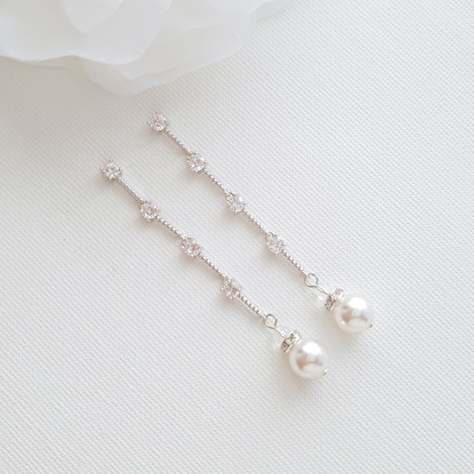 Long Gold Earrings for Brides-Ginger - PoetryDesigns