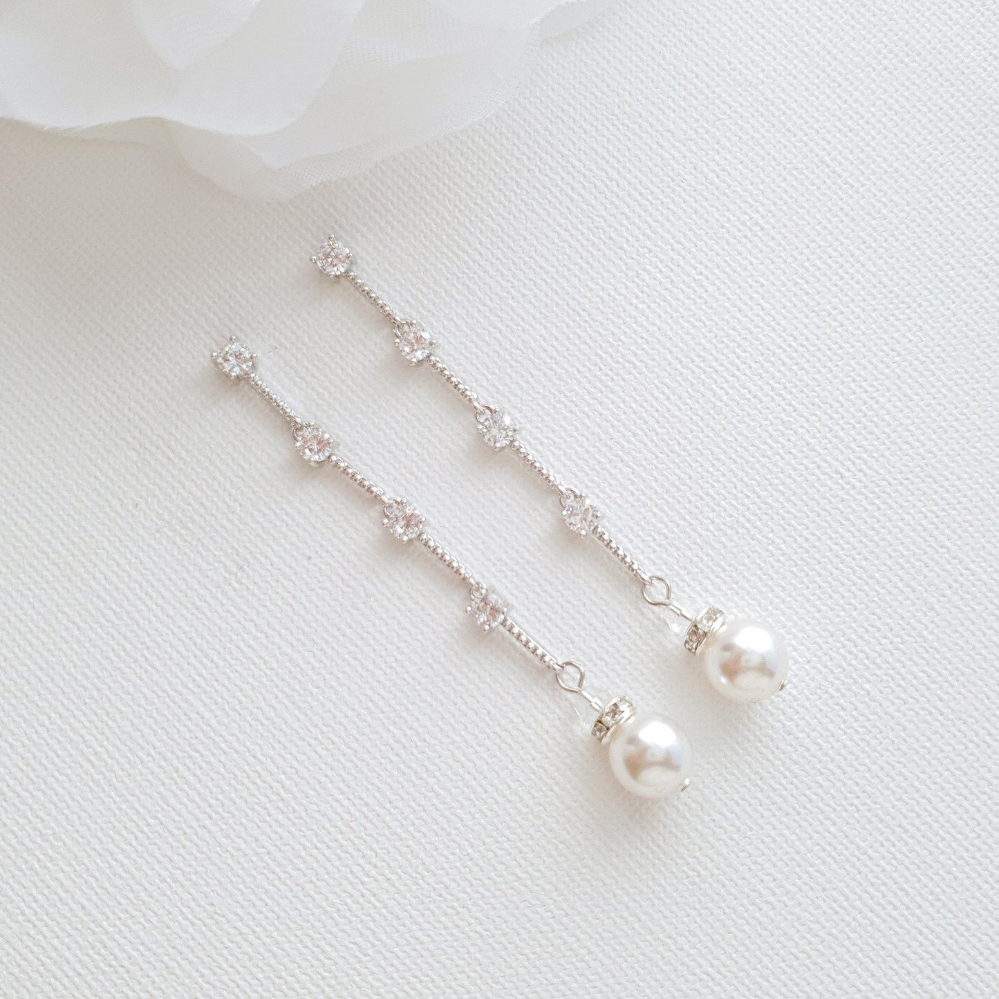 Rose Gold Long Earrings for Brides-Ginger - PoetryDesigns
