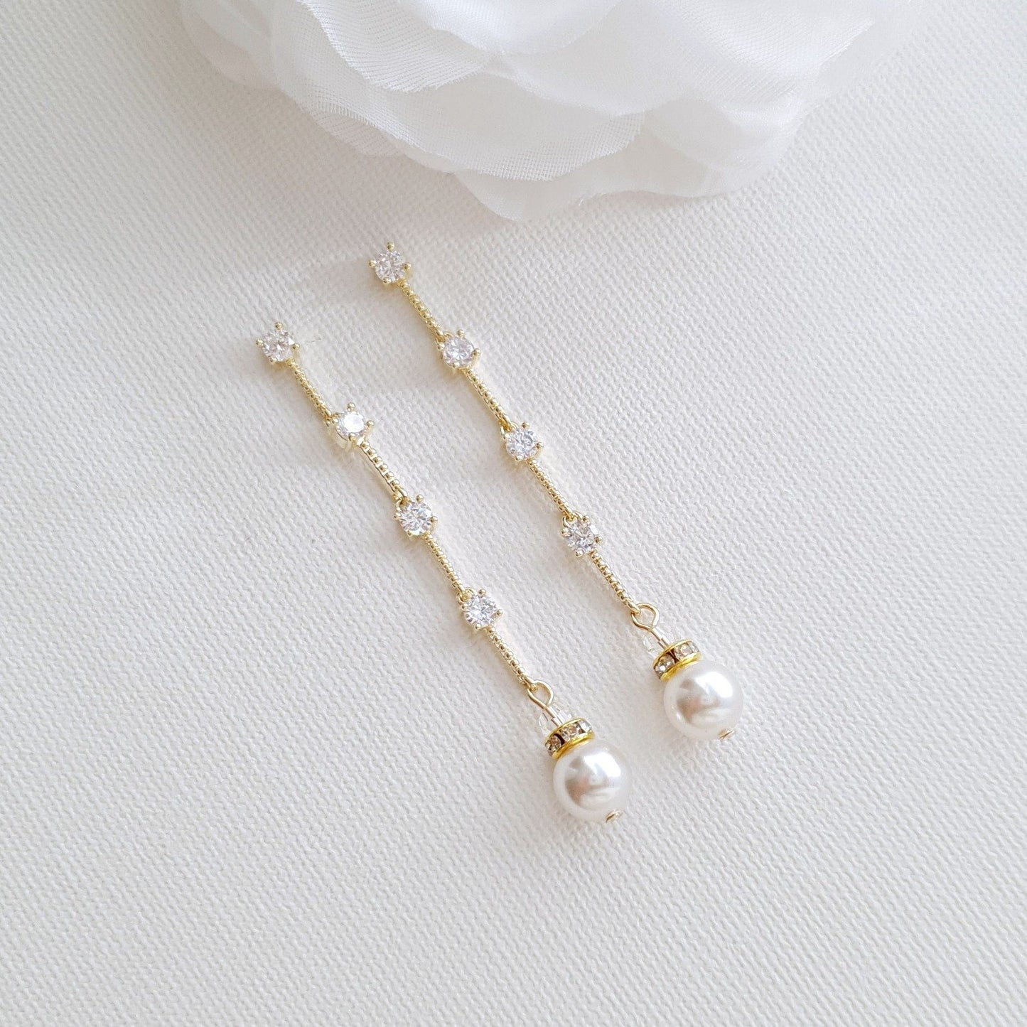 Pearl Drop Necklace Earring Jewelry Set for Weddings- Ginger - PoetryDesigns