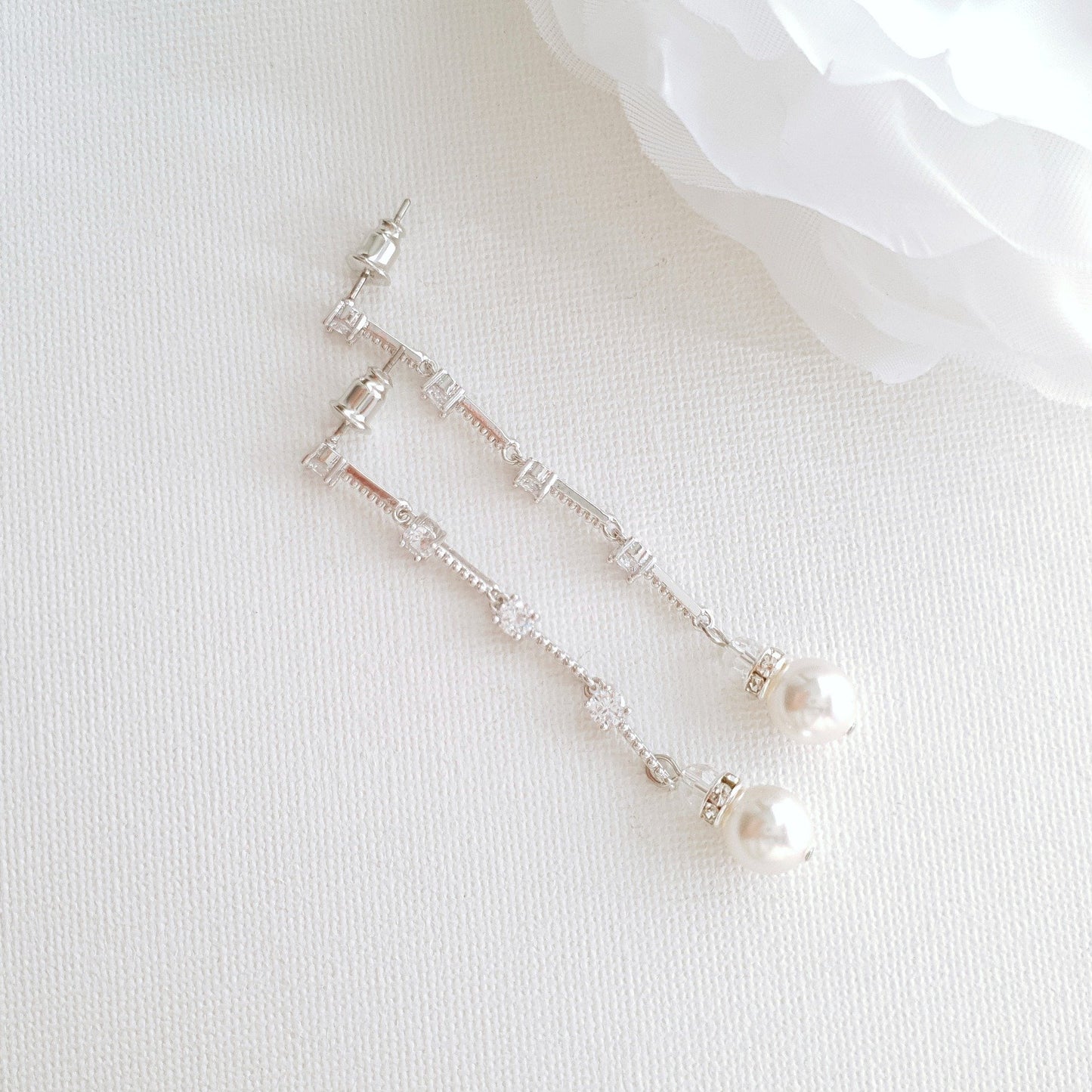 Rose Gold Long Earrings for Brides-Ginger - PoetryDesigns