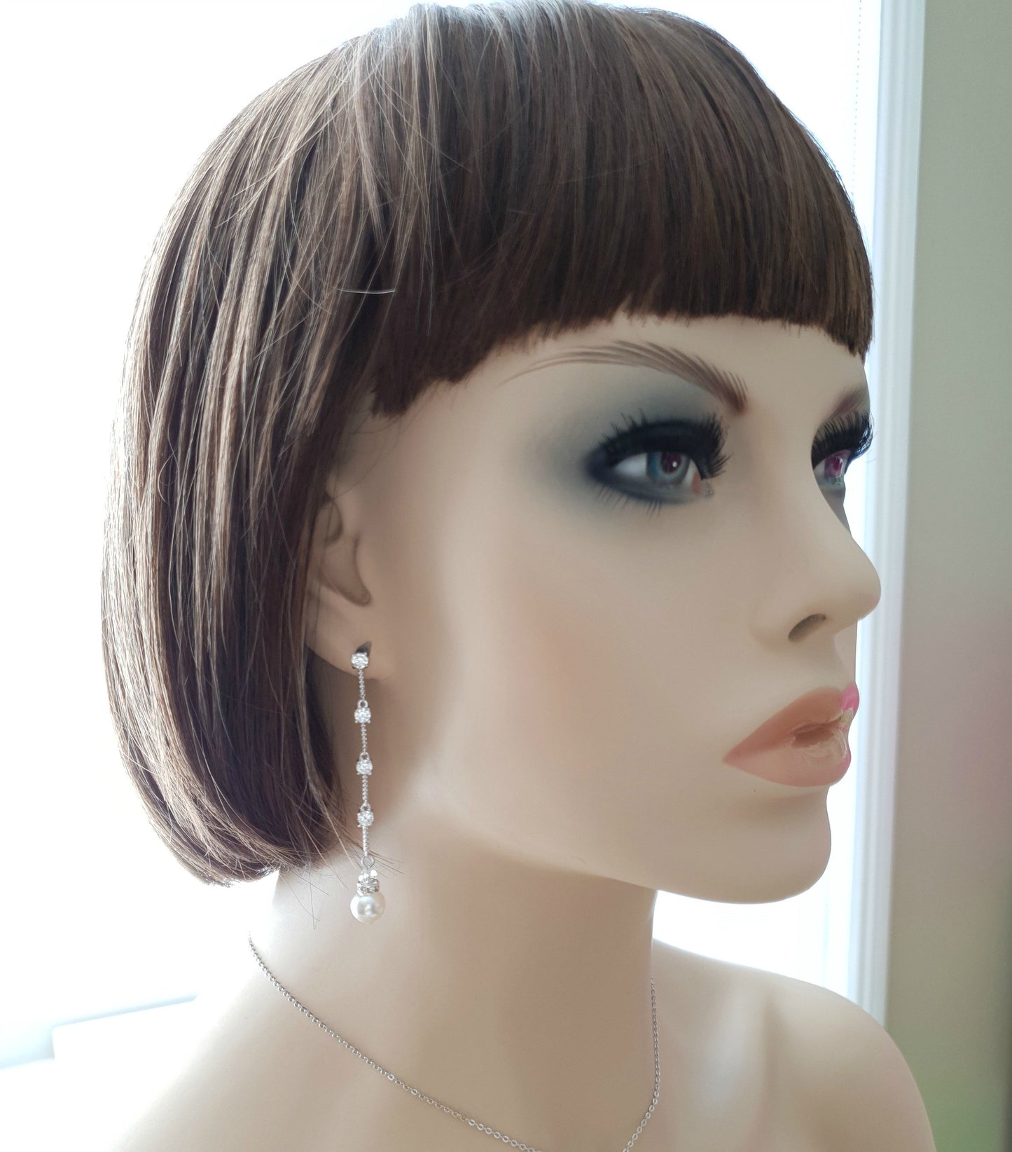 Rose Gold Long Earrings for Brides-Ginger - PoetryDesigns