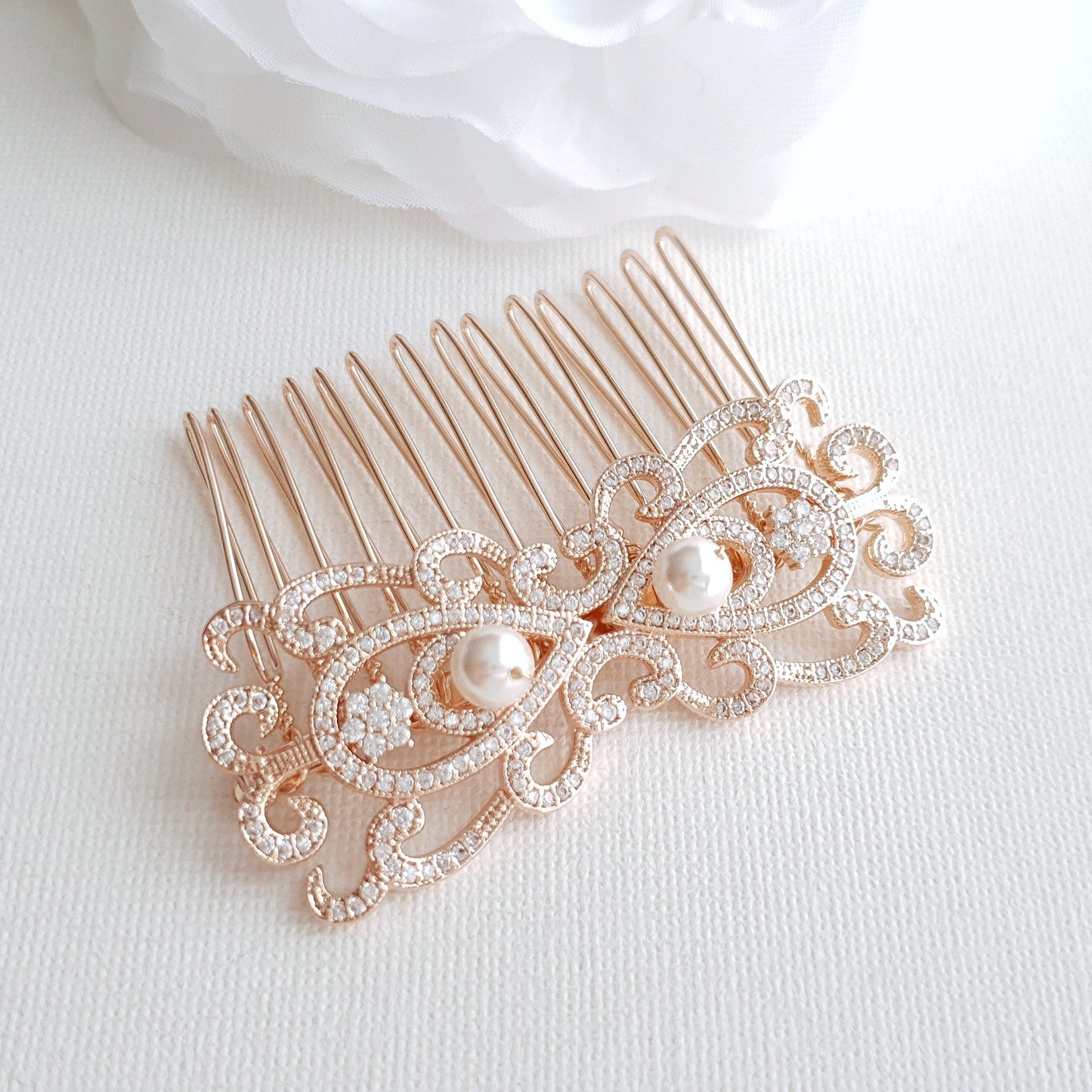 Peigne à cheveux de mariée et de mariage doré-Arletty