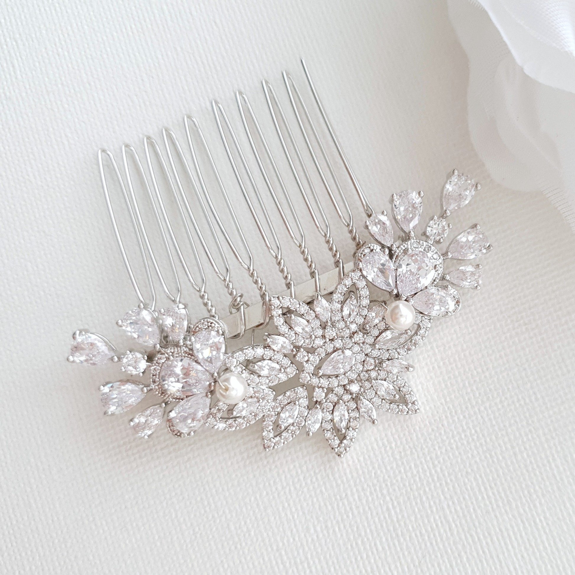 Rose Gold Diamante Hair Comb-Lara - PoetryDesigns