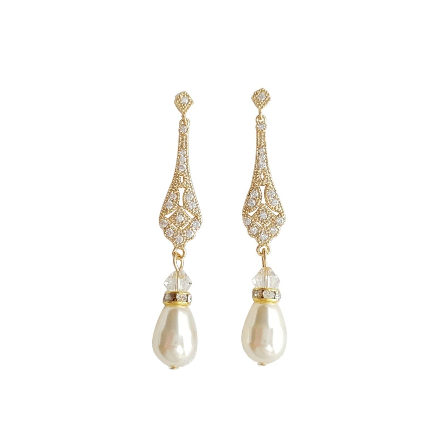 Vintage Style Rose Gold Bridal Earrings-List - PoetryDesigns