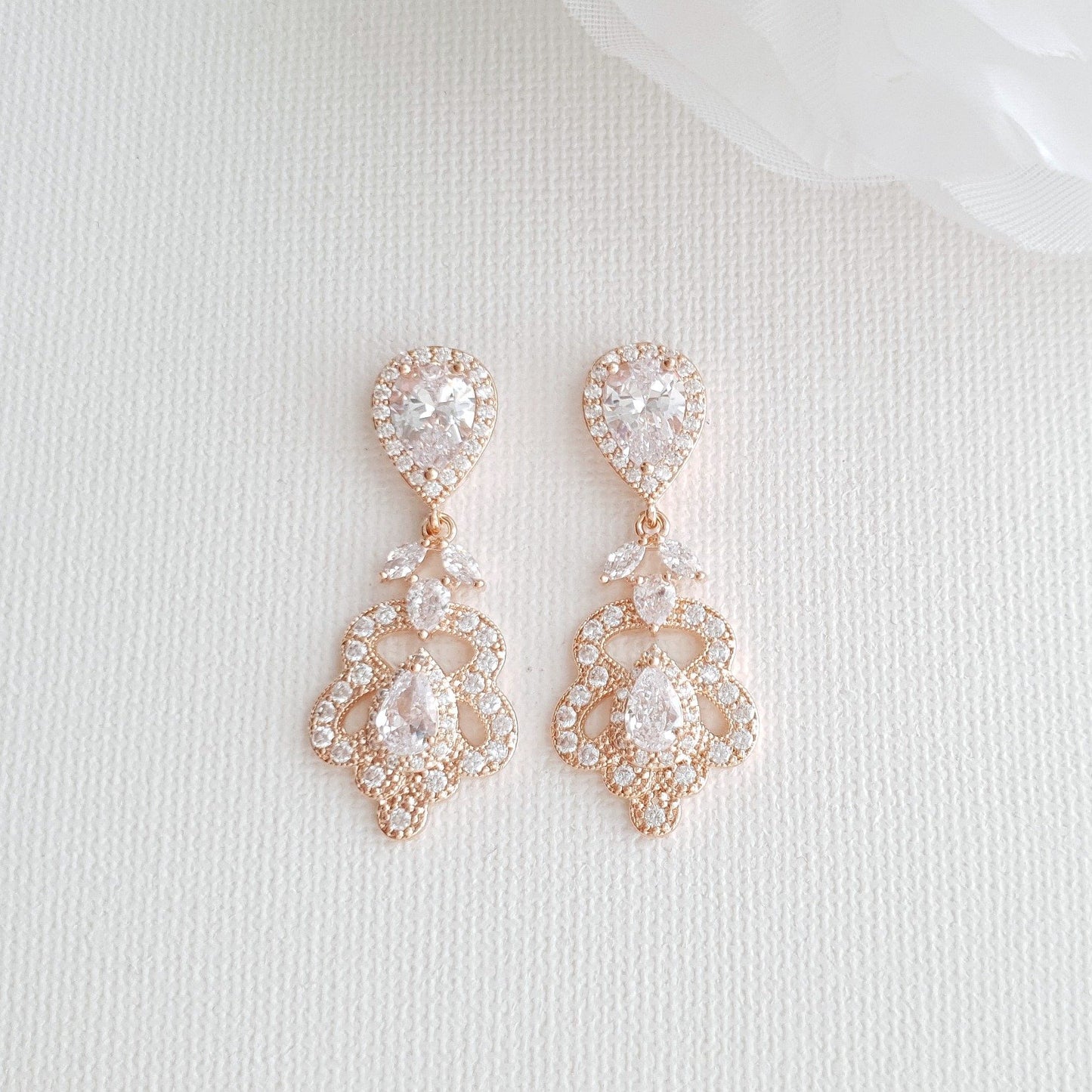 Vintage Gold Earrings for Weddings- Norma - PoetryDesigns