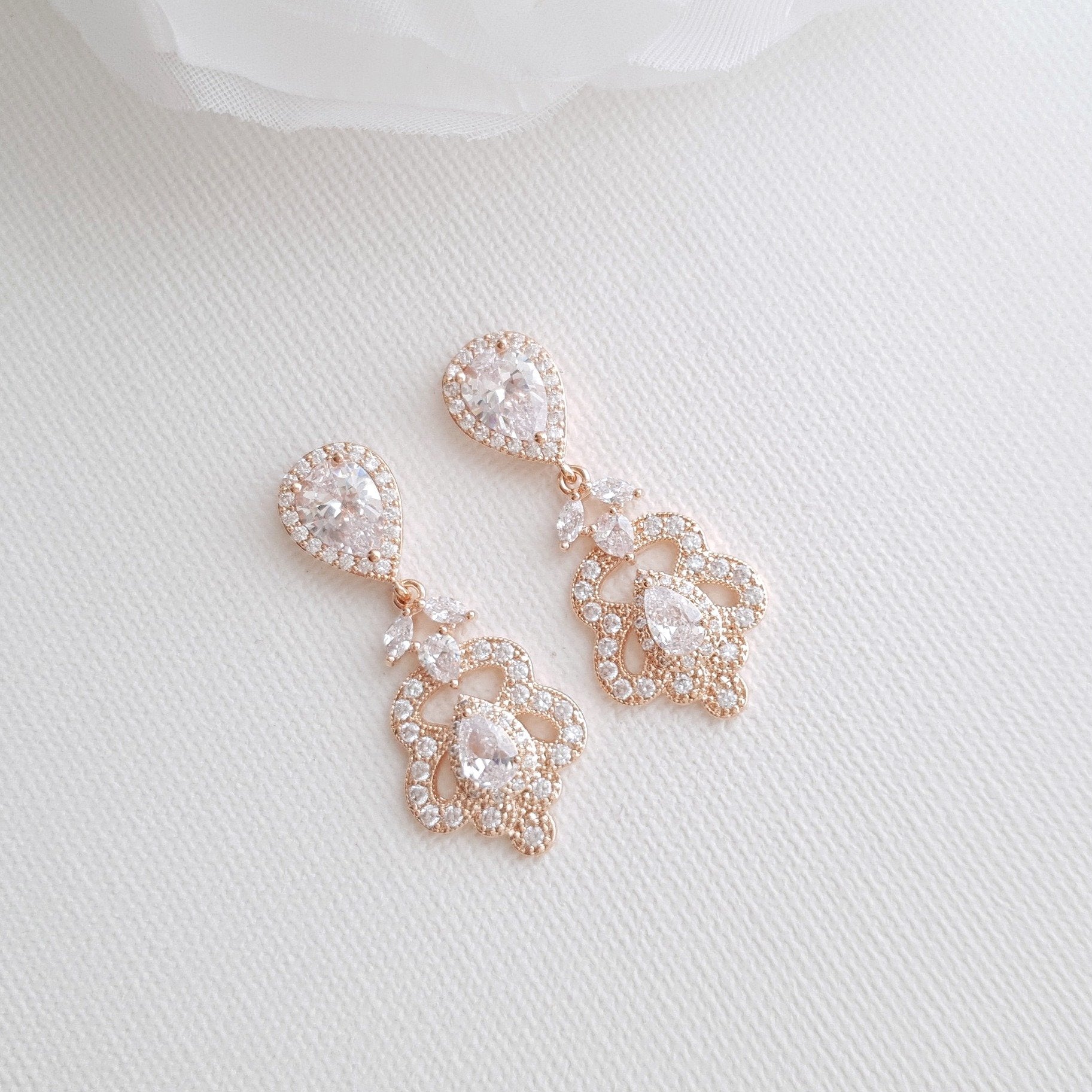 Vintage Gold Earrings for Weddings- Norma - PoetryDesigns
