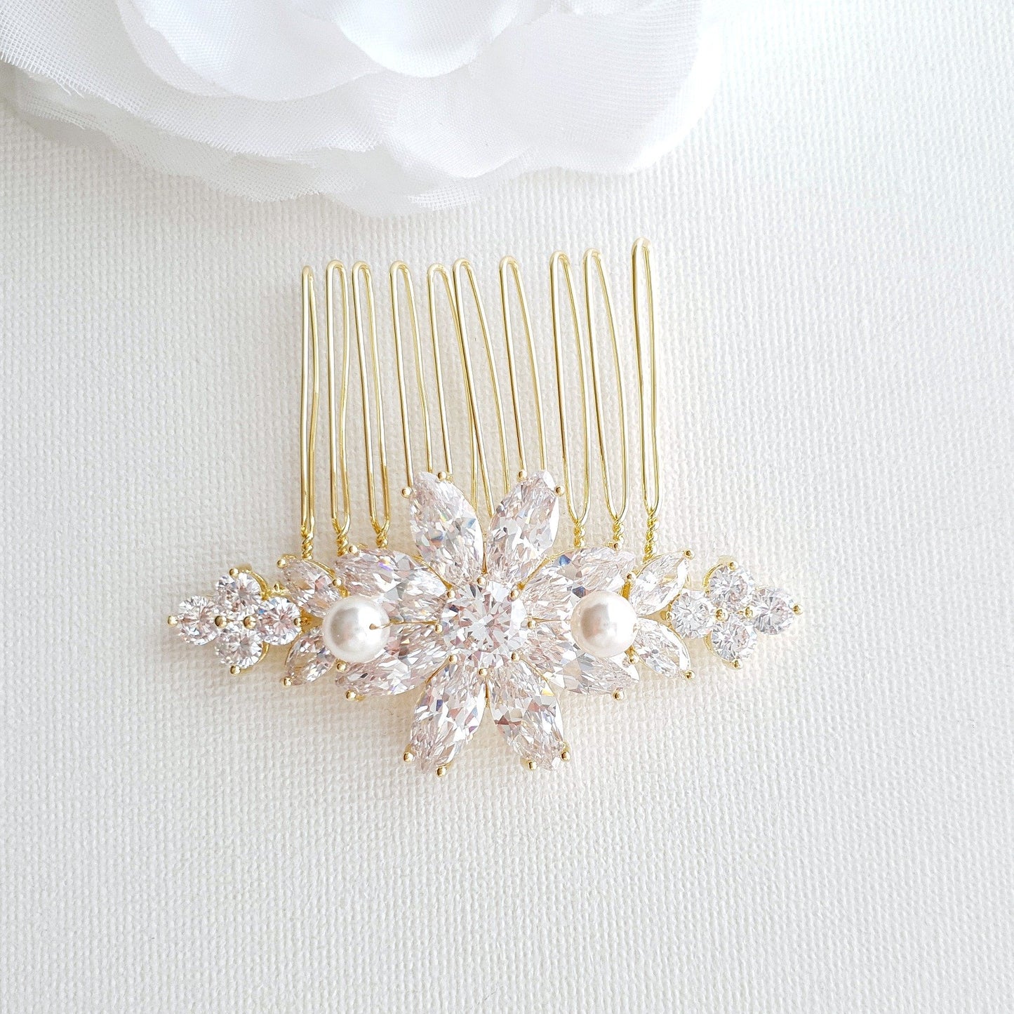 Rose Gold Hair Comb in Flower Design-Daisy - PoetryDesigns
