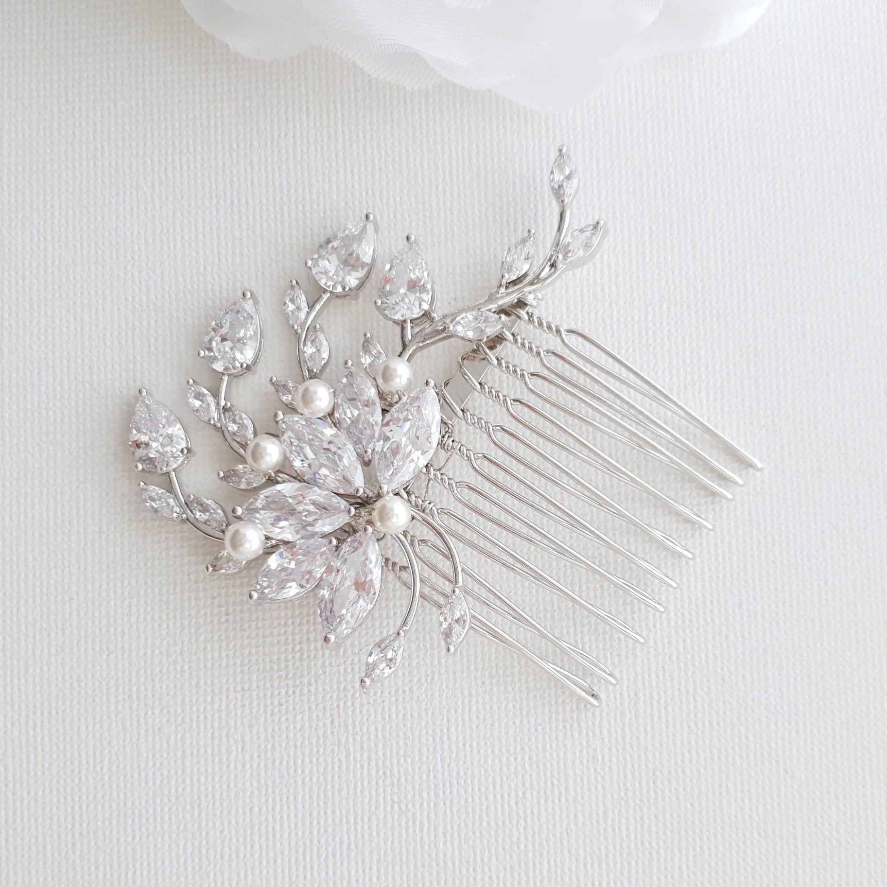Small Flower Rose Gold Bridal Hair Comb -Kika - PoetryDesigns