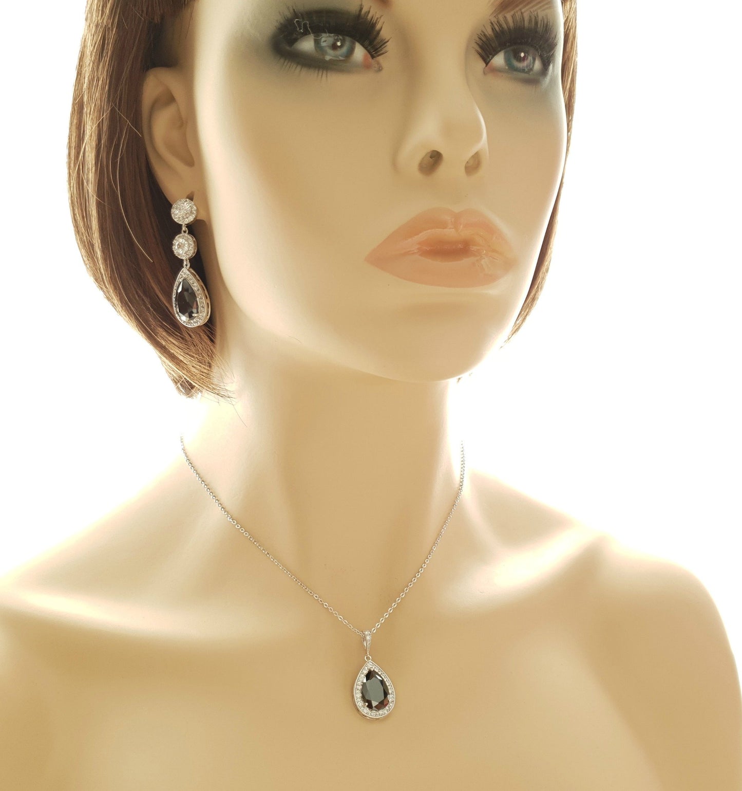 Long Black Drop Earrings- Zoe - PoetryDesigns