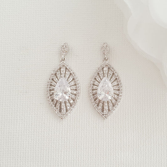 Short Drop Bridal Earrings-Zoey - PoetryDesigns