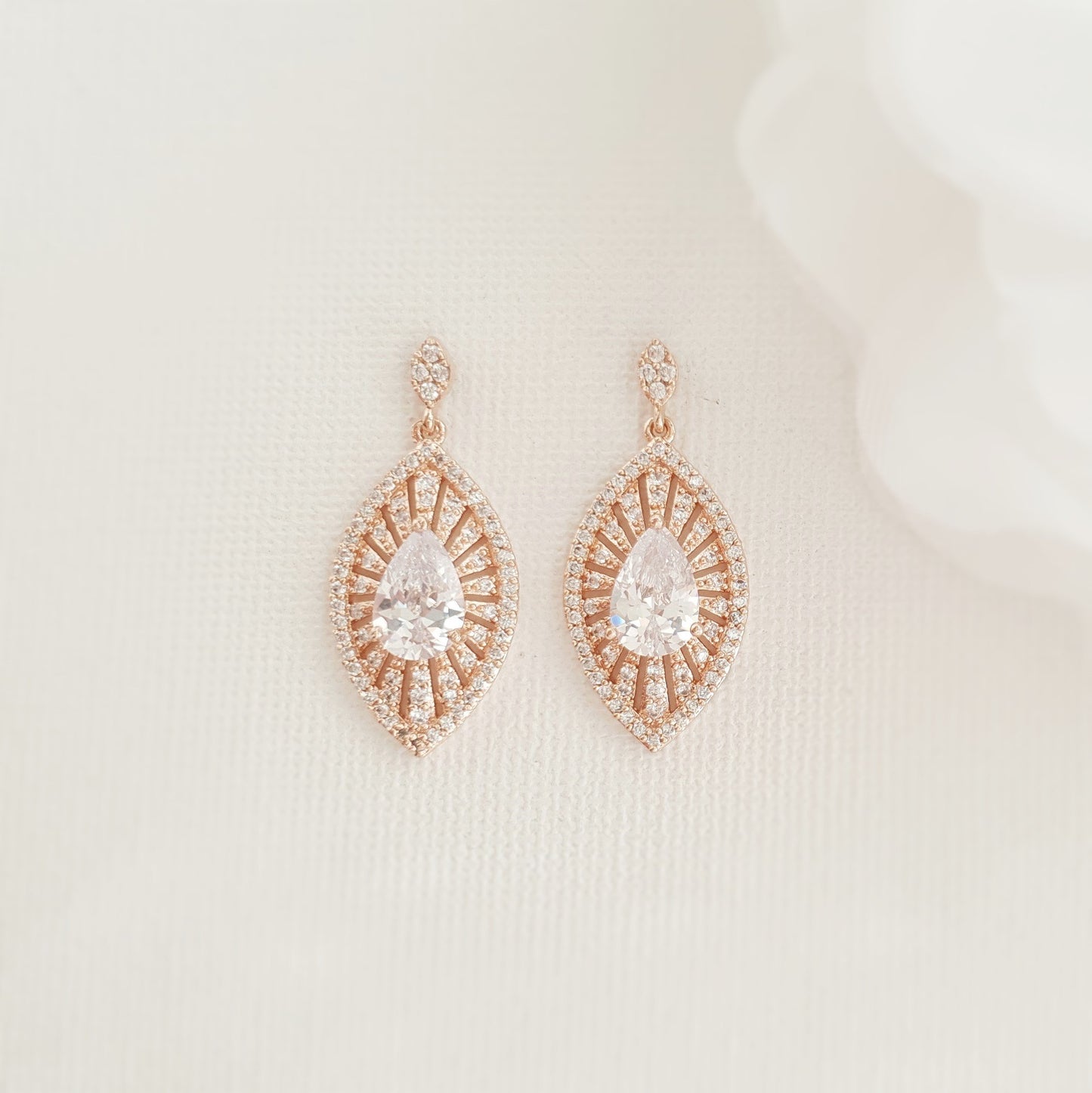 Rose Gold Short Drop Earrings-Zoey - PoetryDesigns