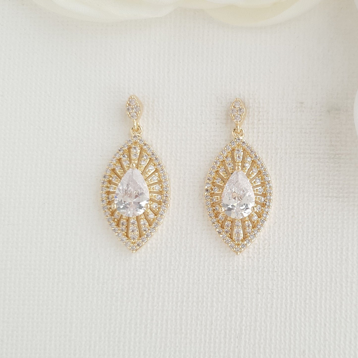 Gold Short Drop Earrings-Zoey - PoetryDesigns