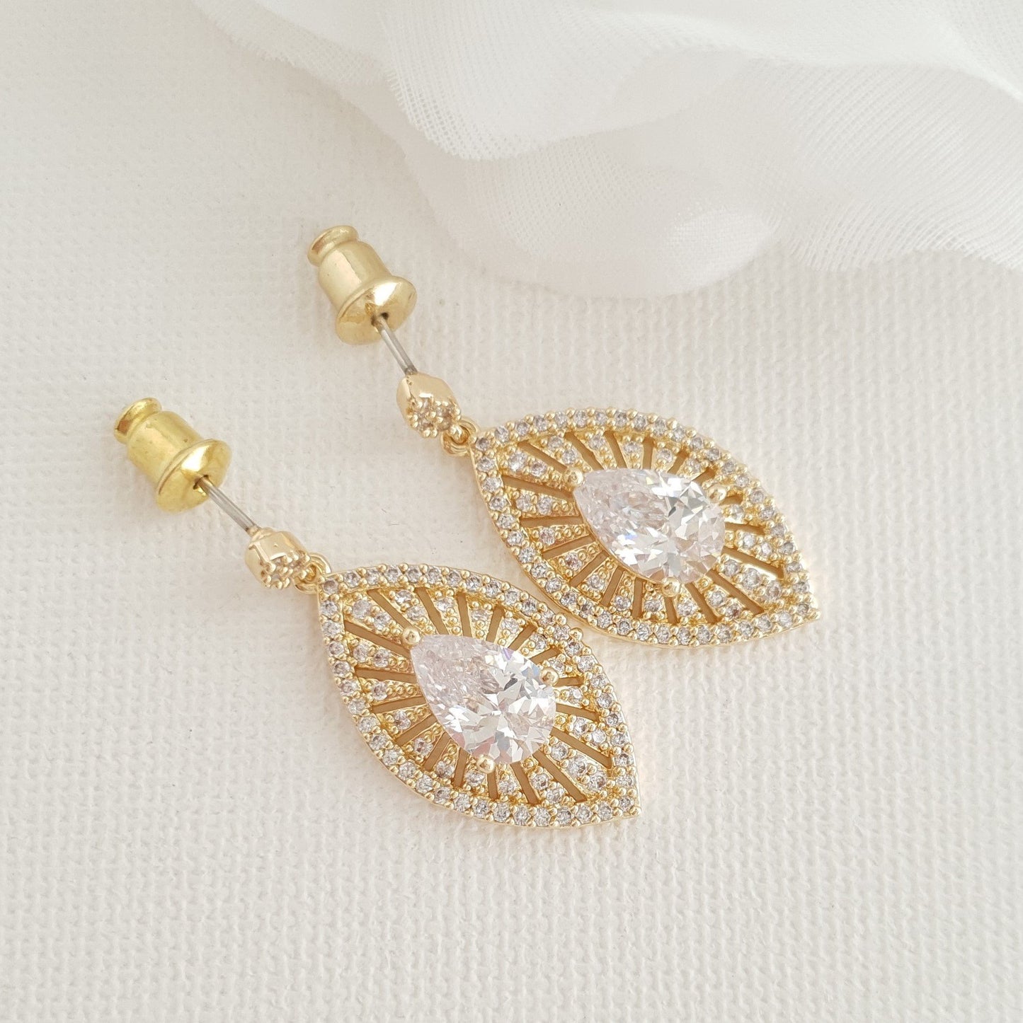 Rose Gold Short Drop Earrings-Zoey - PoetryDesigns