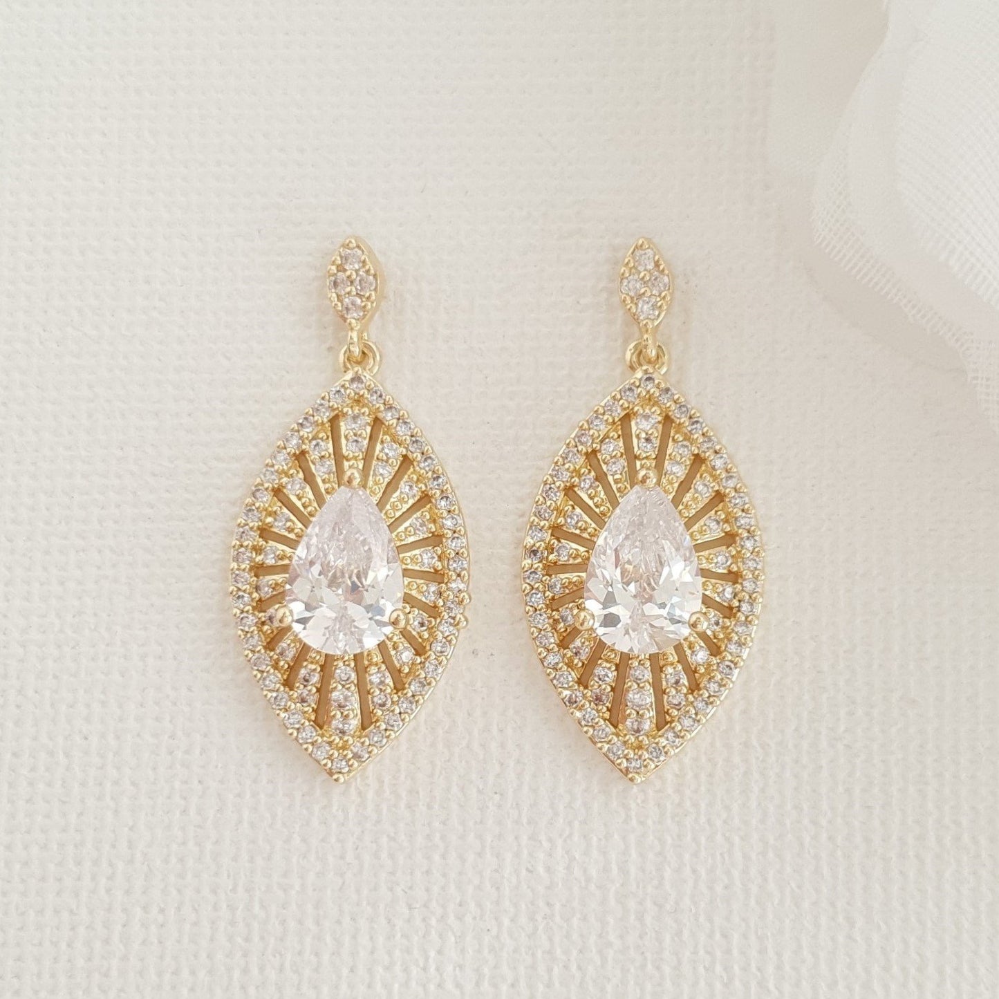 Rose Gold Short Drop Earrings-Zoey - PoetryDesigns