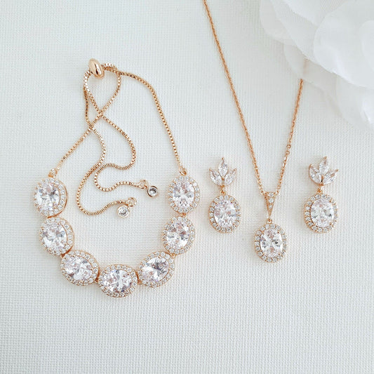 Oval Bridal Jewelry Set-Emily - PoetryDesigns