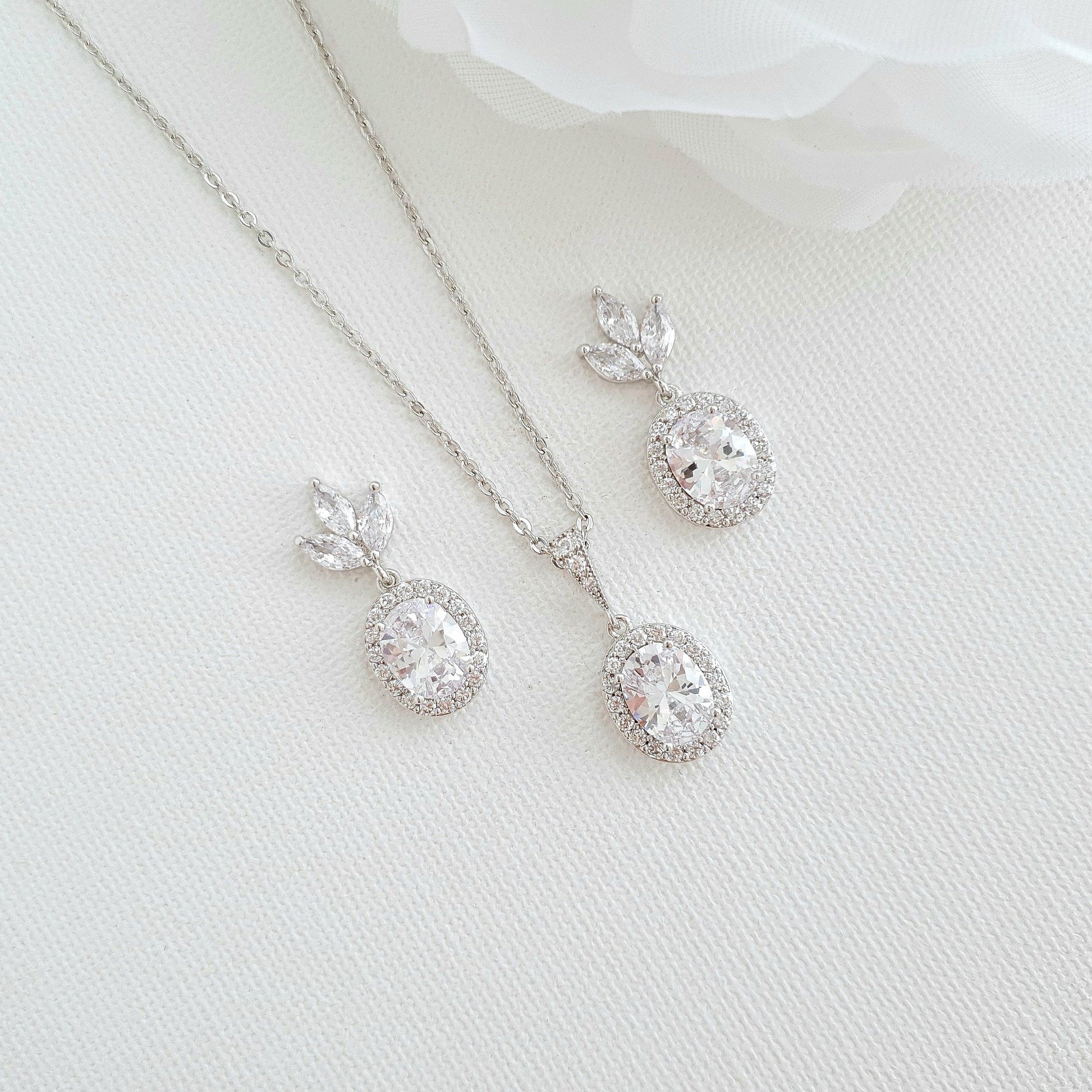 Oval Necklace Set With Matching Earrings & Bracelet- Emily - PoetryDesigns
