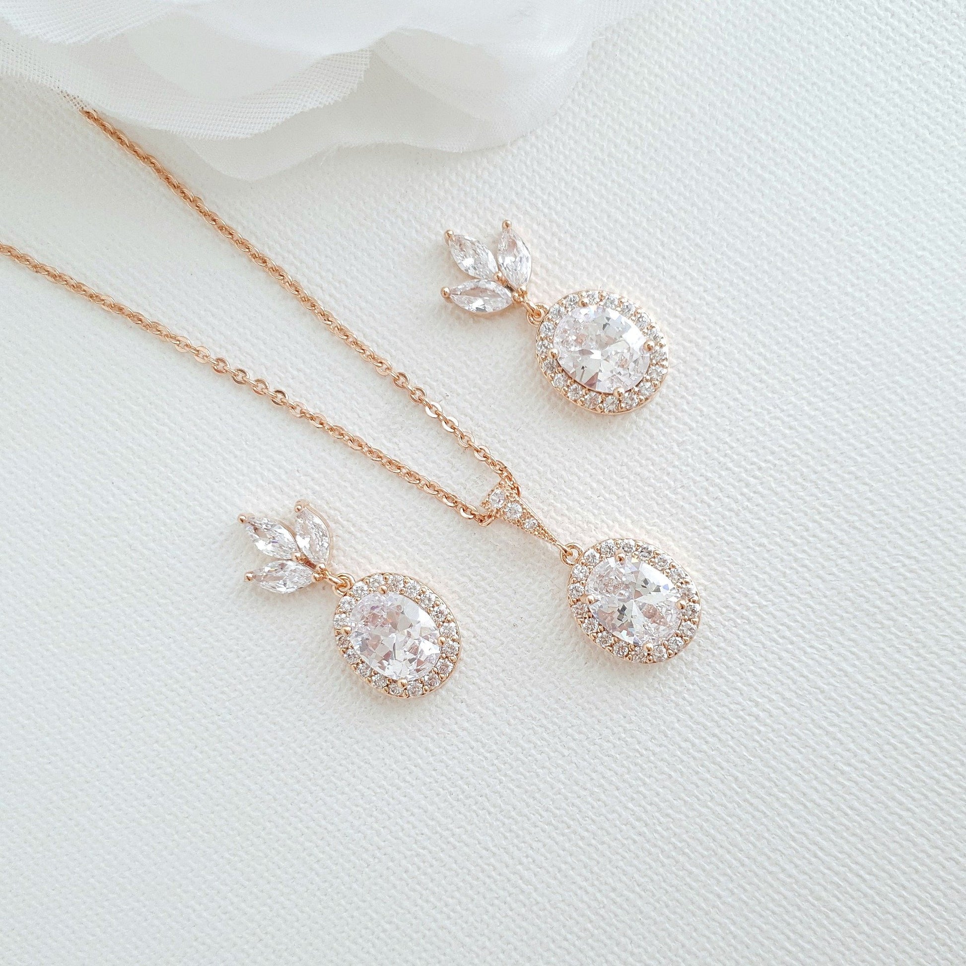 Oval Necklace Set With Matching Earrings & Bracelet- Emily - PoetryDesigns