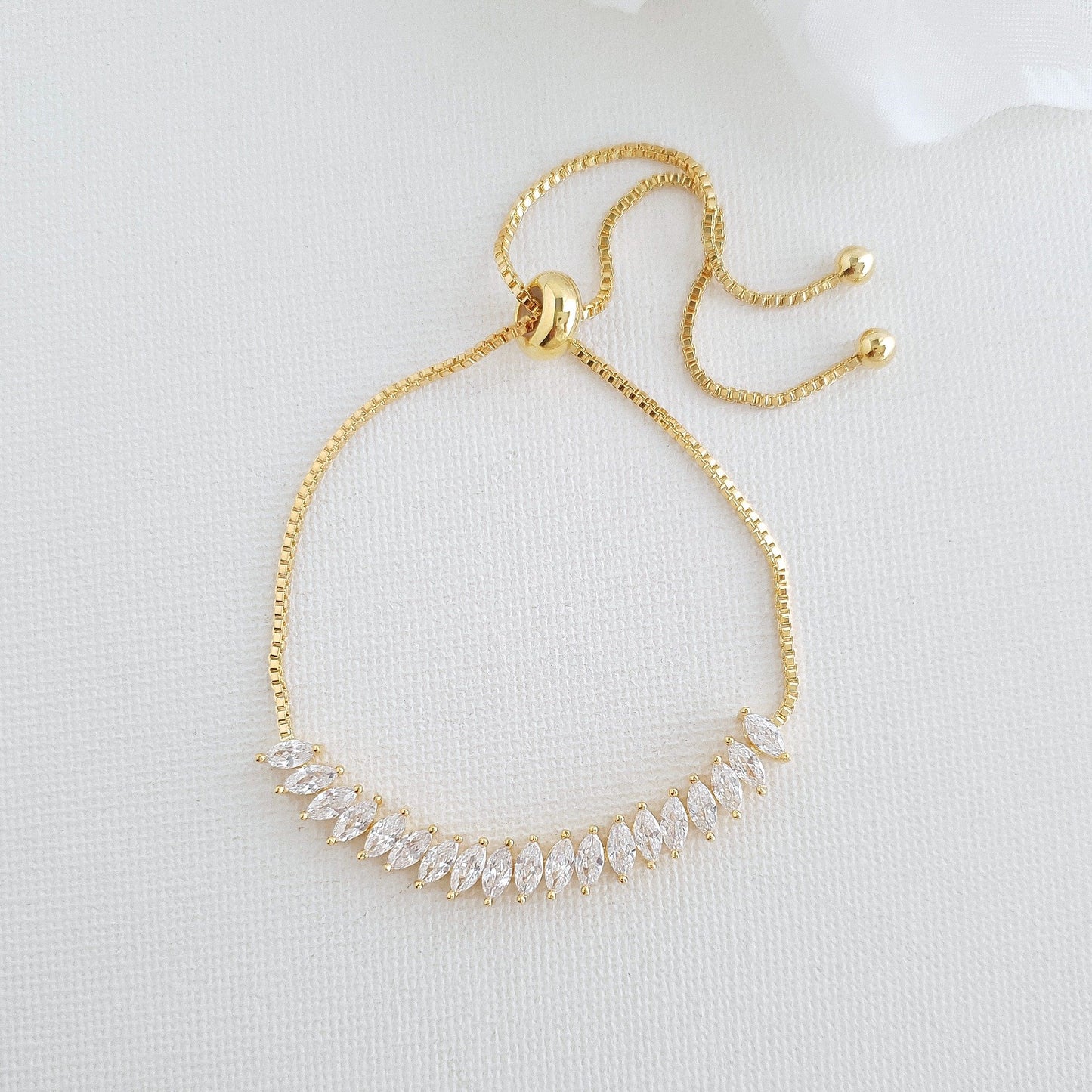 Pulsera de boda de oro rosa, pulsera ajustable de oro rosa, pulsera de dama de honor de oro rosa, joyería de boda, pulsera simple, Katie