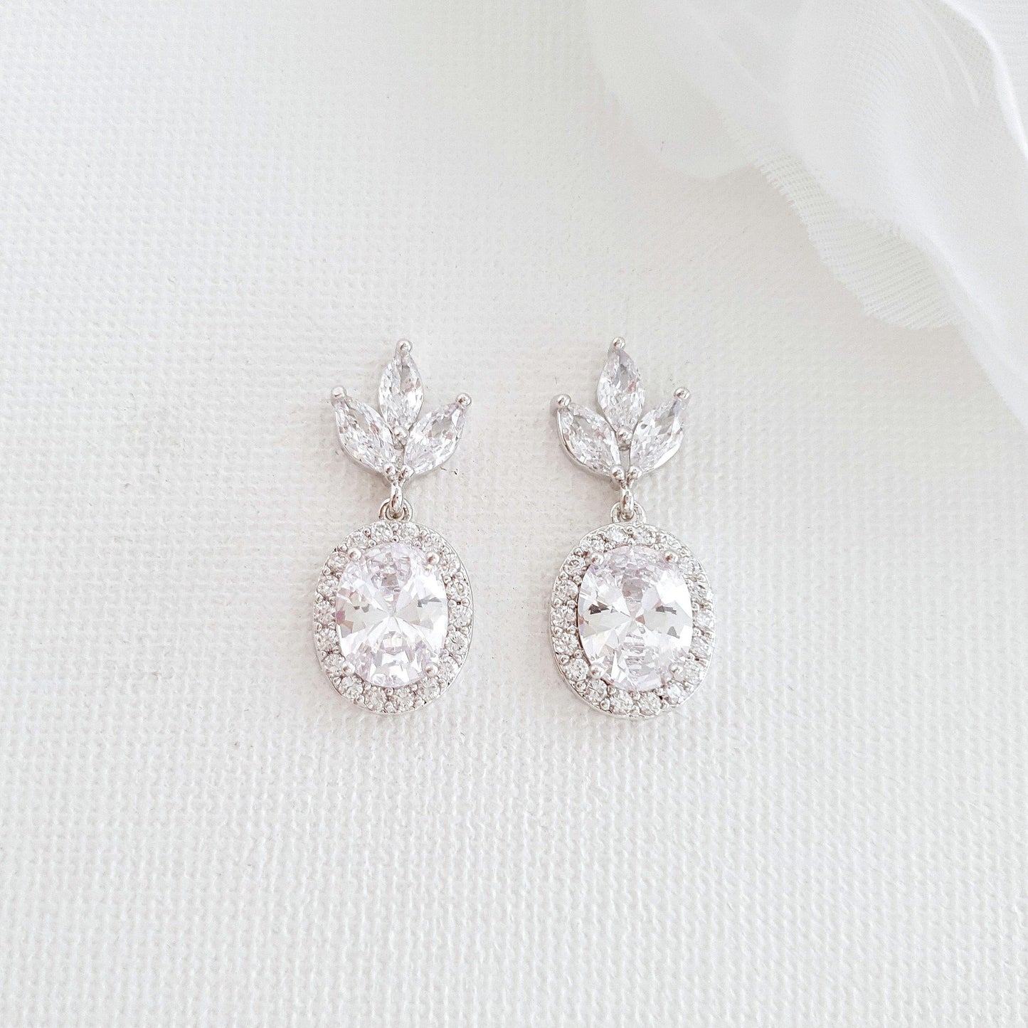 Small Wedding Earrings in Gold- Emily - PoetryDesigns