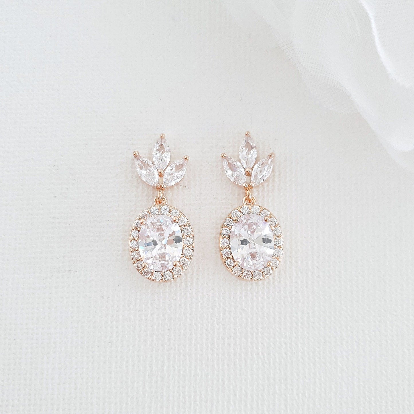 Small Wedding Earrings in Gold- Emily - PoetryDesigns