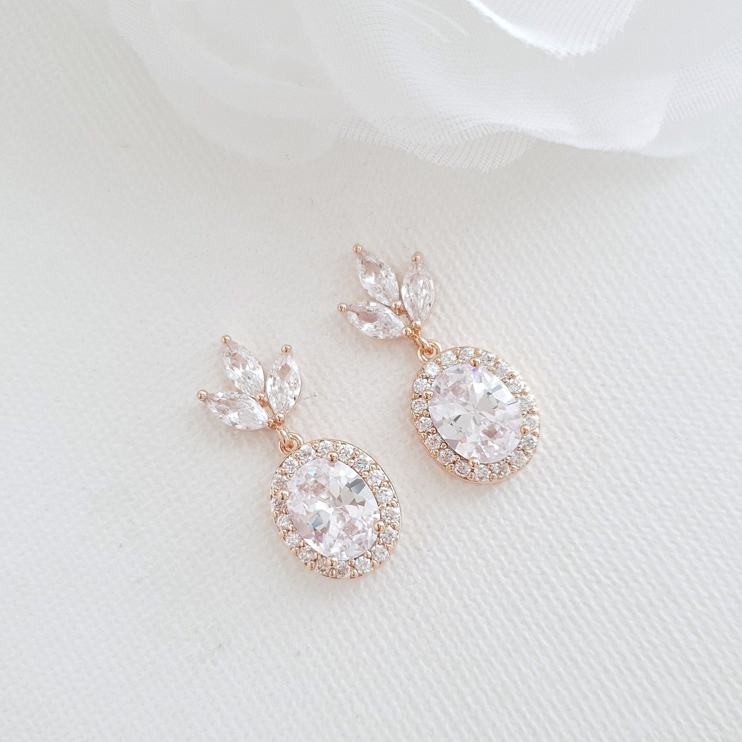 Small Wedding Earrings in Gold- Emily - PoetryDesigns