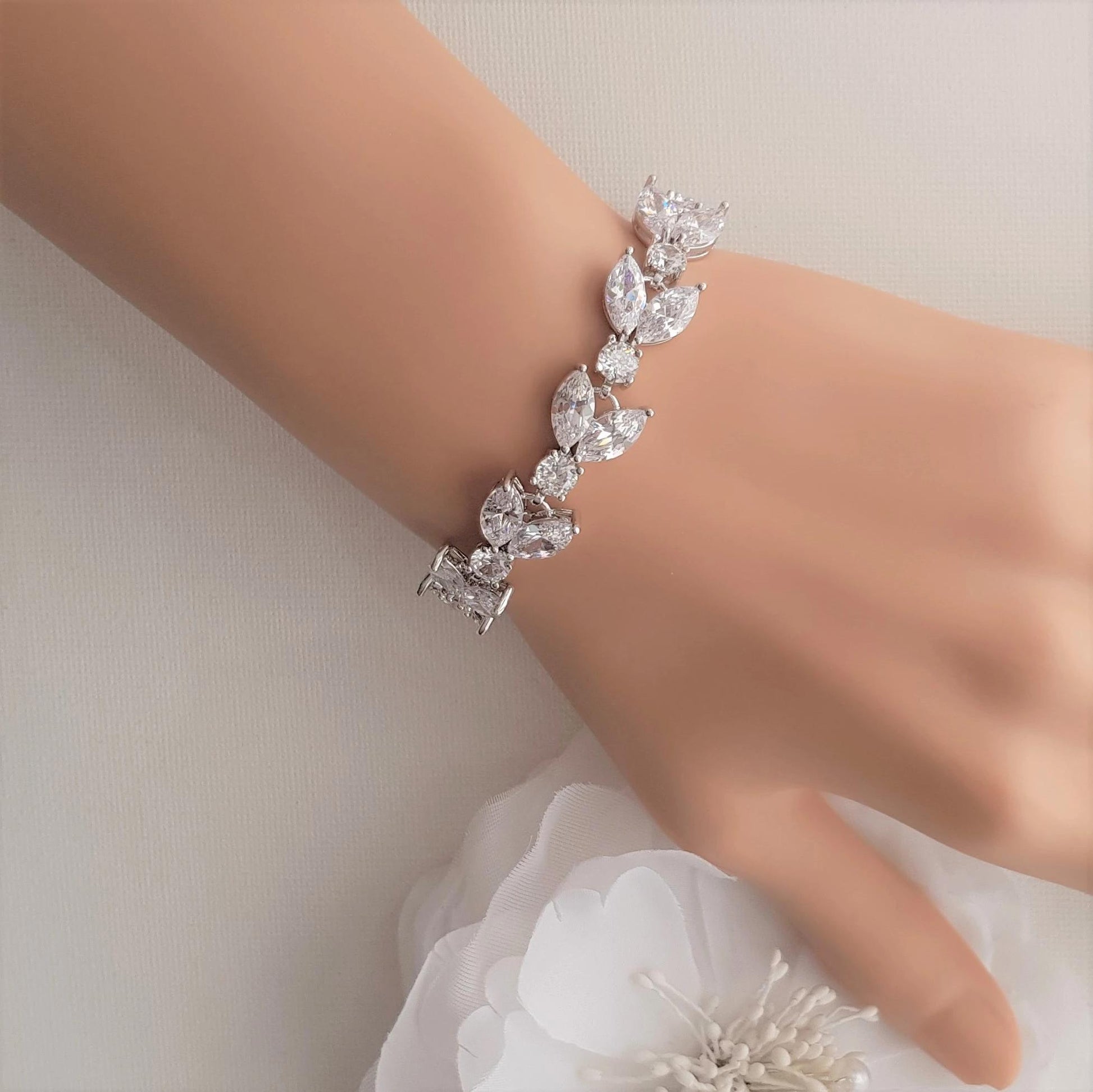 Cubic Zirconia Wedding Day Bracelet-Mia - PoetryDesigns
