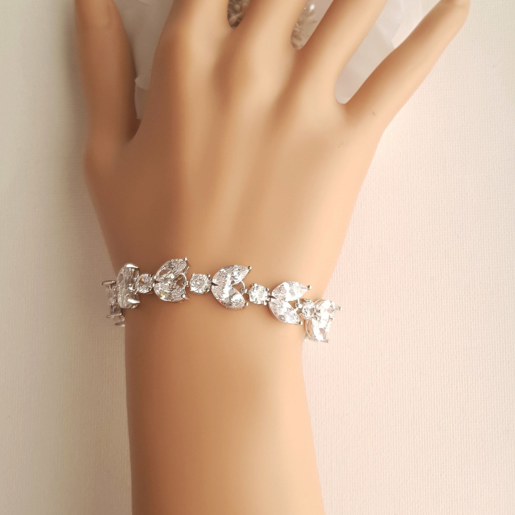 Cubic Zirconia Wedding Day Bracelet-Mia - PoetryDesigns