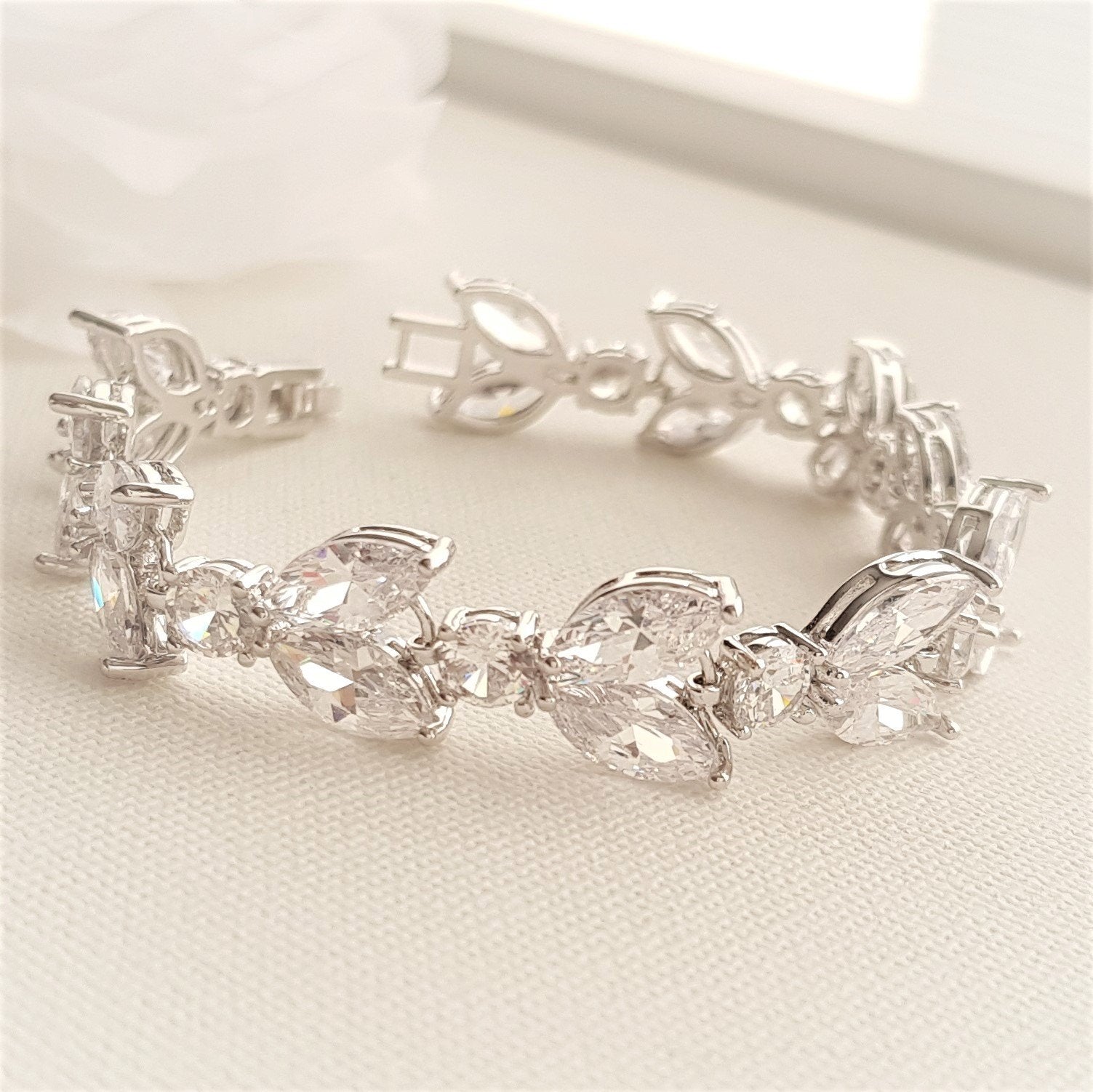 Cubic Zirconia Wedding Day Bracelet-Mia - PoetryDesigns