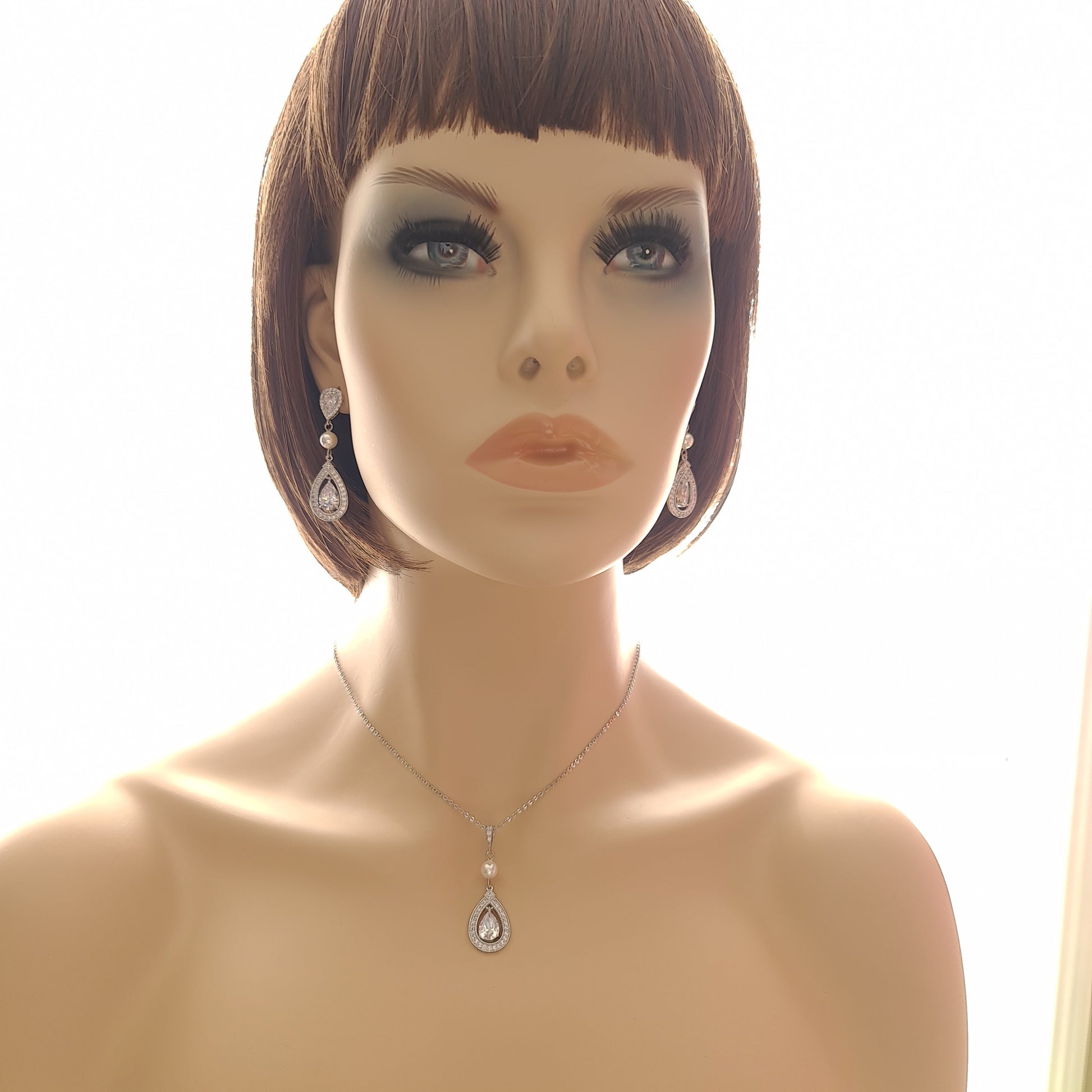 Bridal Necklace and Earring Set-Sarah - PoetryDesigns